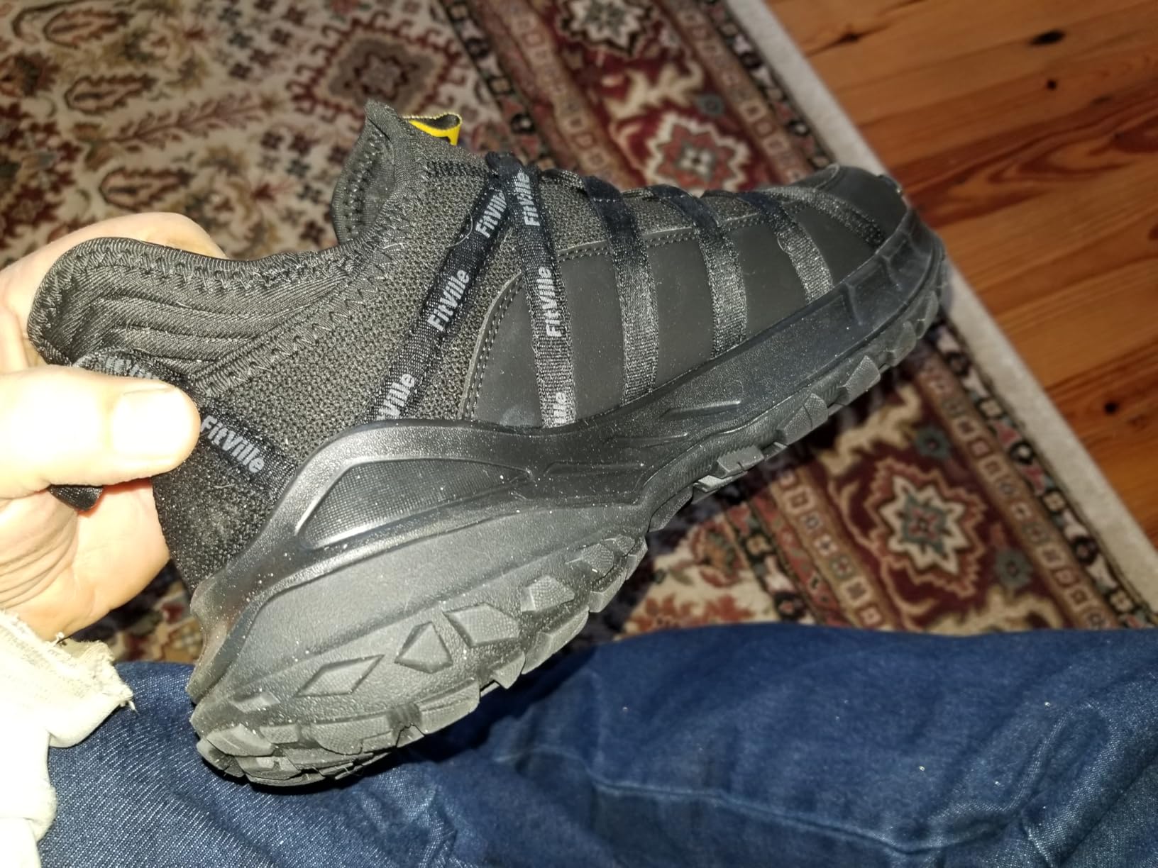 FitVille Men's Wide Slip-On Hiking Shoes Arch Support Trekking Sneakers customer photo 1