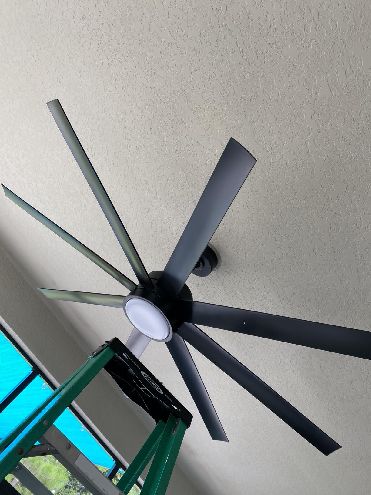 Modern Ceiling Fans with Lights, 72 Inch Ceiling Fan with Light and Remote, Bedroom Living Room Library Cafe Outdoor/Industrial,24W 6CCT Dimmable, 8 Blades 6 Speed Reversible Quiet DC Motor, Black customer photo 1
