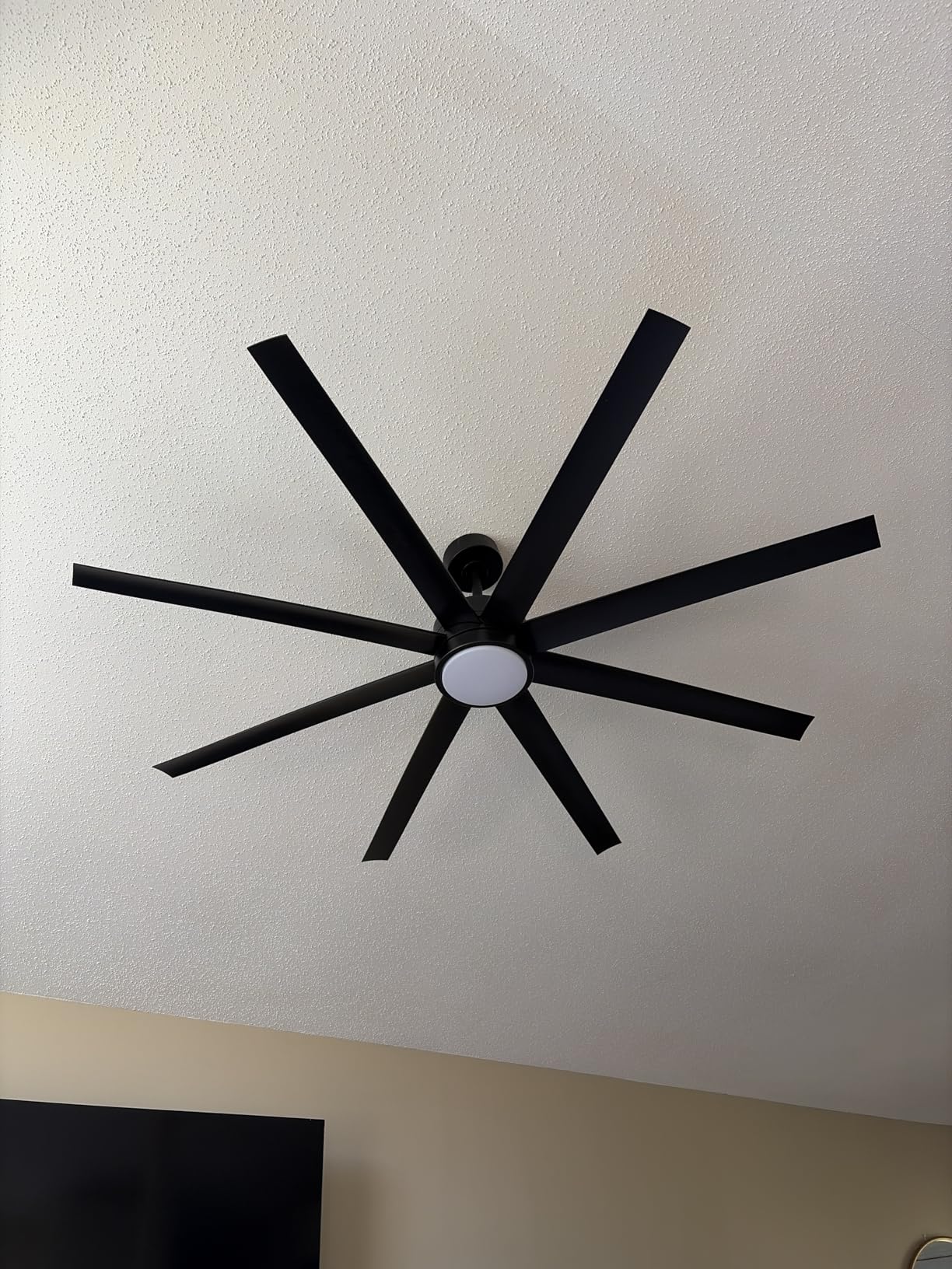 Modern Ceiling Fans with Lights, 72 Inch Ceiling Fan with Light and Remote, Bedroom Living Room Library Cafe Outdoor/Industrial,24W 6CCT Dimmable, 8 Blades 6 Speed Reversible Quiet DC Motor, Black customer photo 2
