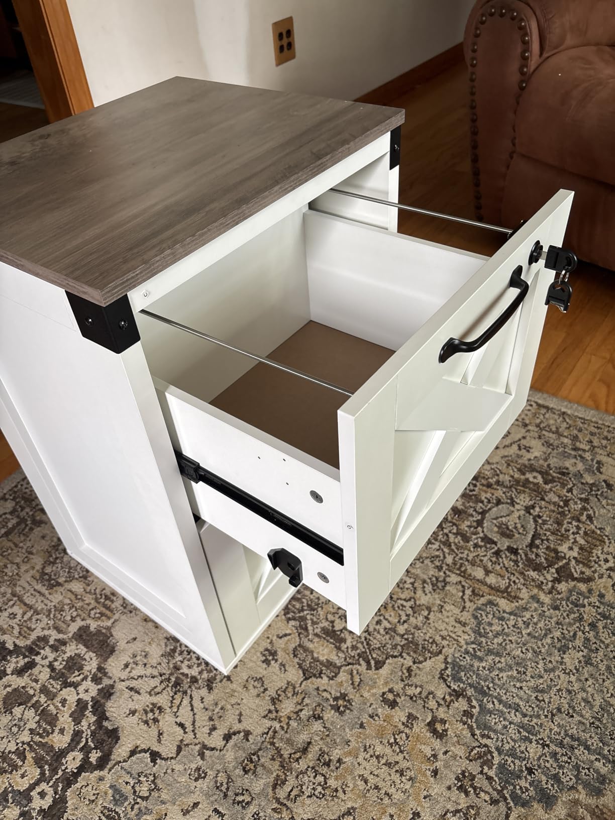 DEVAISE 2-Drawer File Cabinet with Lock, Wood Office Filing Cabinets, White customer photo 2
