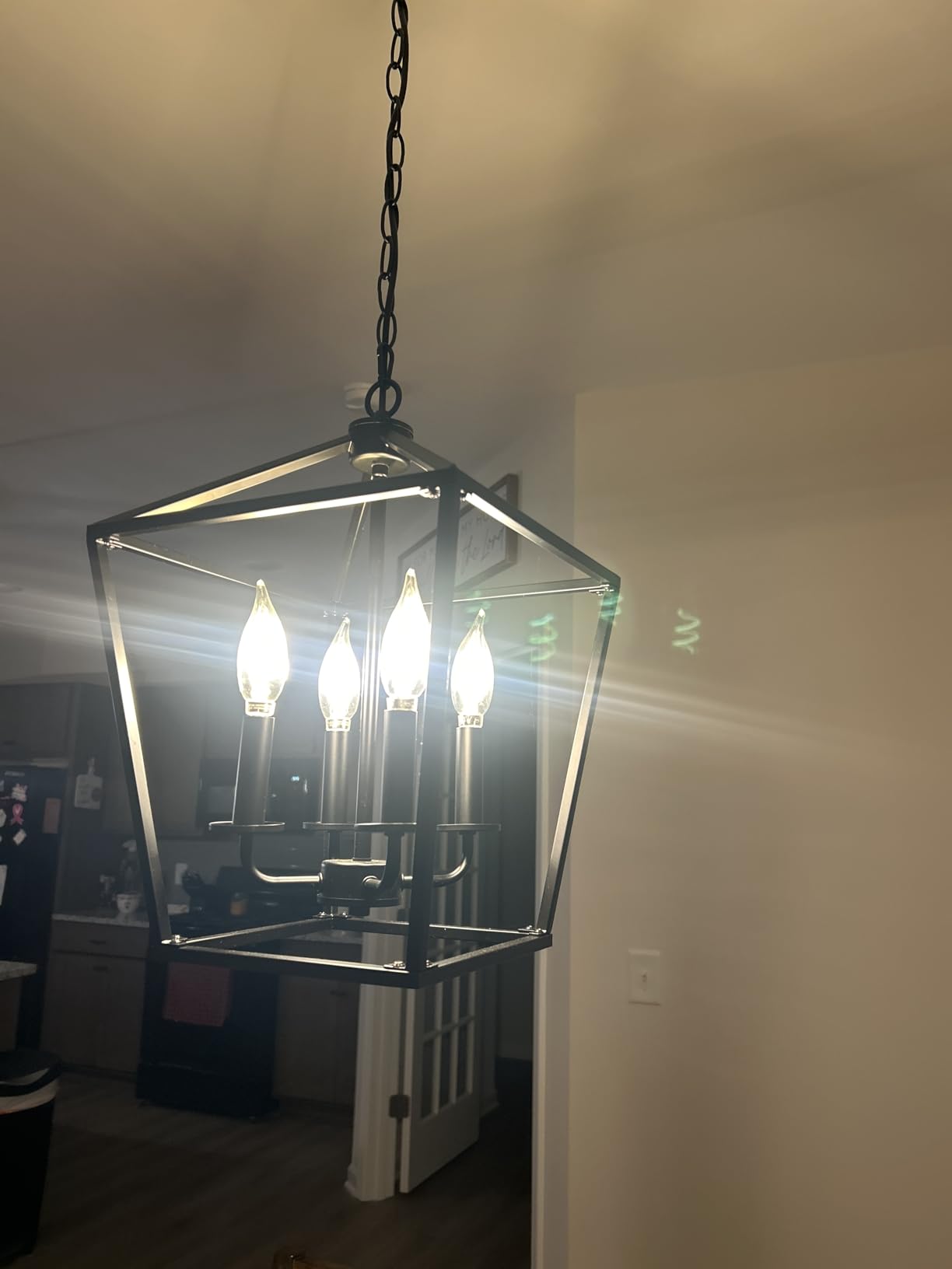 Black Farmhouse Chandelier, 4-Light Foyer Lighting Fixtures for Dining Room customer photo 1