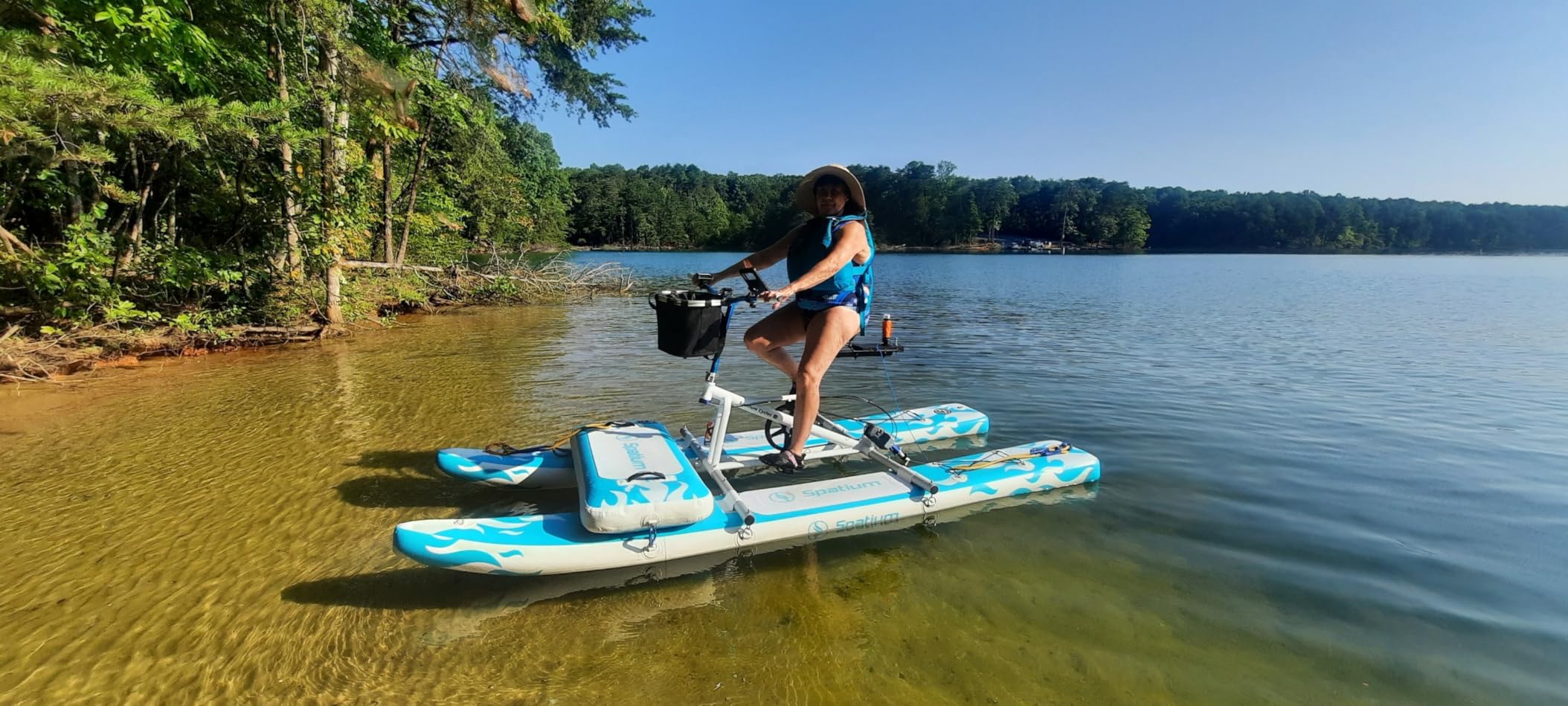 Spatium Water Bikes for Lake Inflatable Water Bike 3.0 Adult Inflatable Pontoon Water Bicycle 3-bladed Propeller One-Piece Rear Gear SUP Water Bike with Inflatable Mat customer photo 1