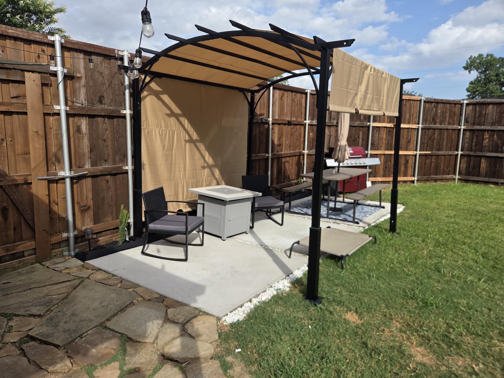 ABCCANOPY Arched Pergola 10'x12' with Retractable Sun Shade, Dary Gray customer photo 1