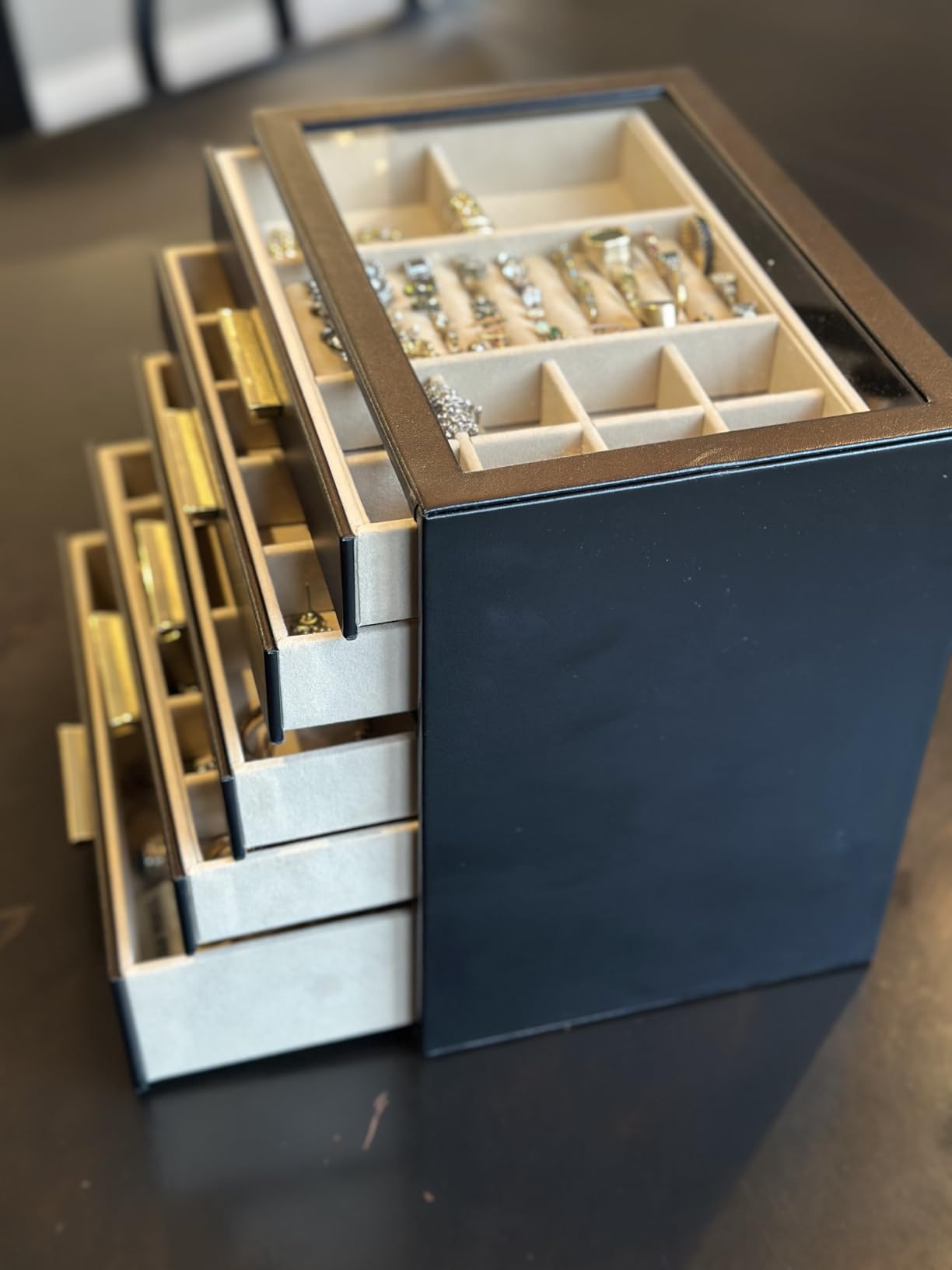 VLANDO Jewelry Box Organizer, 6-Layer Storage Drawers, Glass Window, Modern customer photo 1