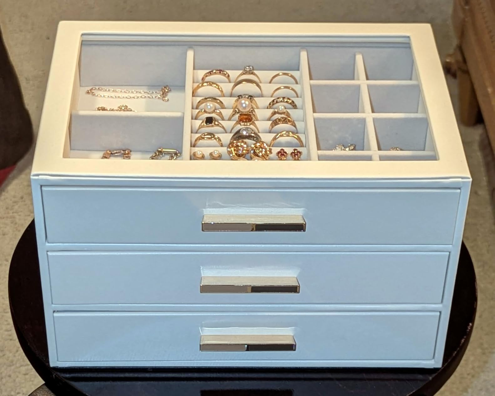 VLANDO Jewelry Box Organizer, 6-Layer Storage Drawers, Glass Window, Modern customer photo 2