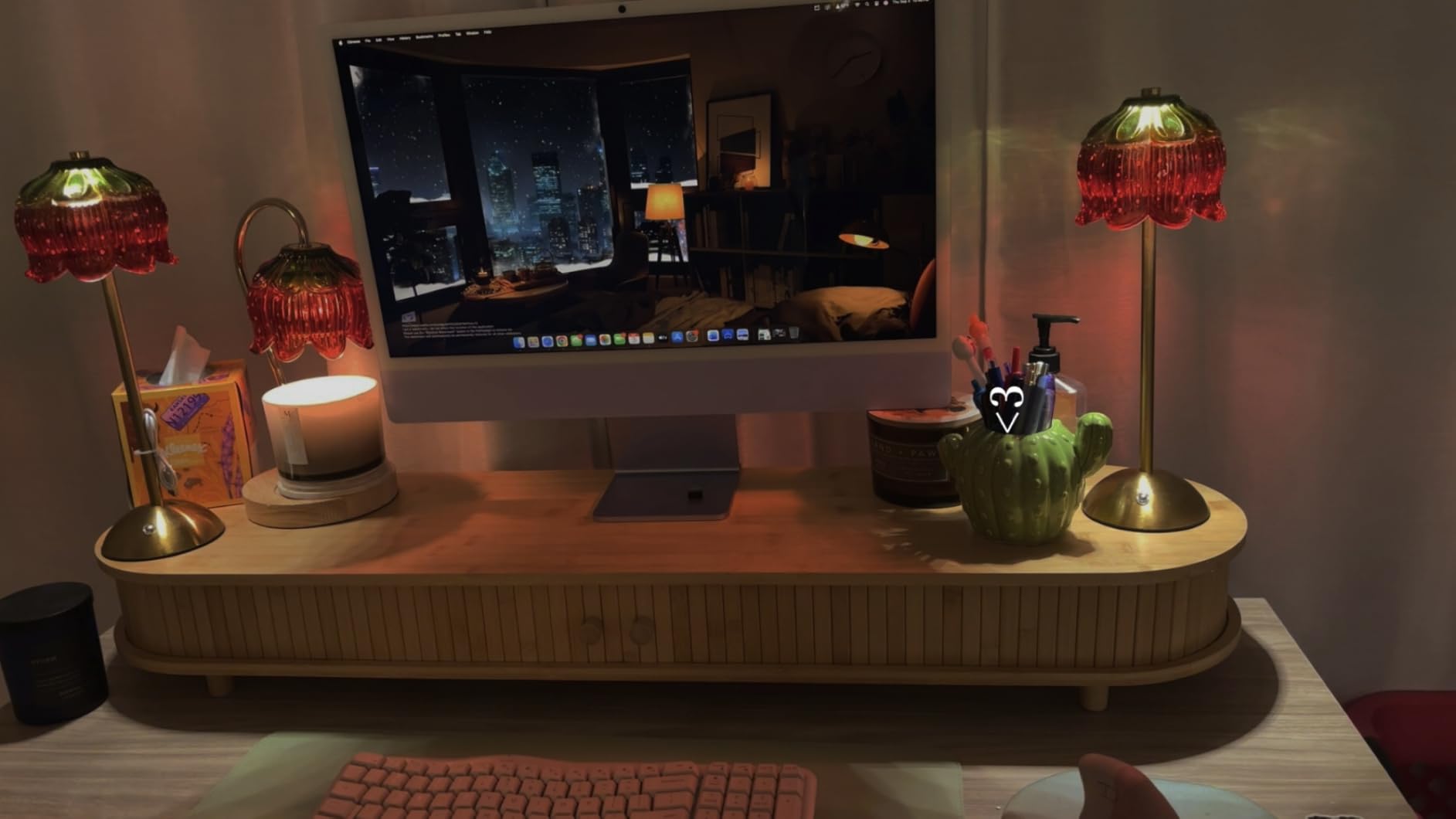 Bamboo Dual Monitor Stand with Storage, 42 Inch Desk Shelf Riser customer photo 2