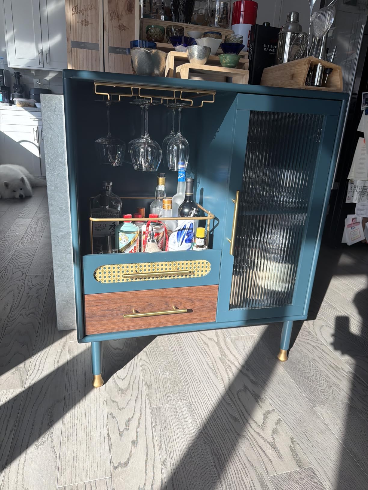 ARTPOWER Modern Coffee Bar Cabinet with Pull-Out Wine Storage, Green customer photo 1
