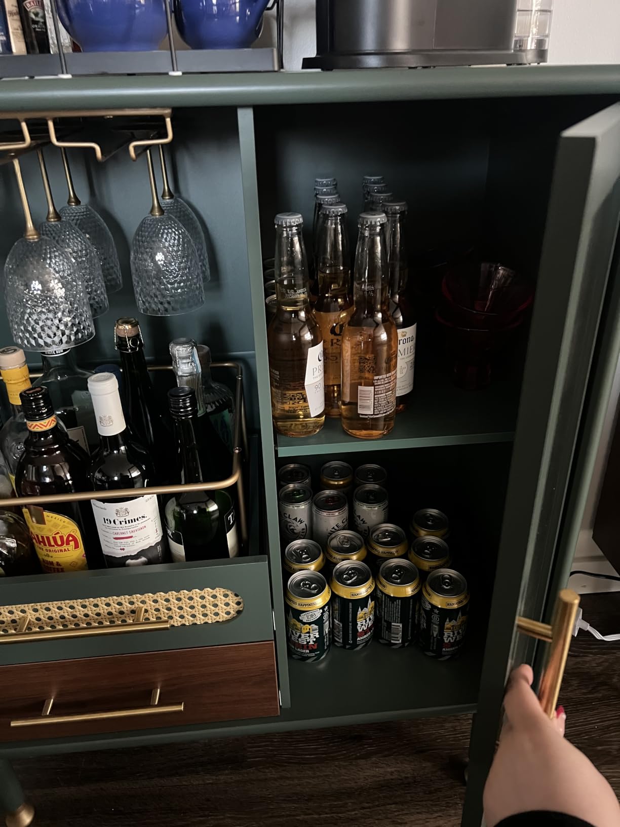 ARTPOWER Modern Coffee Bar Cabinet with Pull-Out Wine Storage, Green customer photo 2