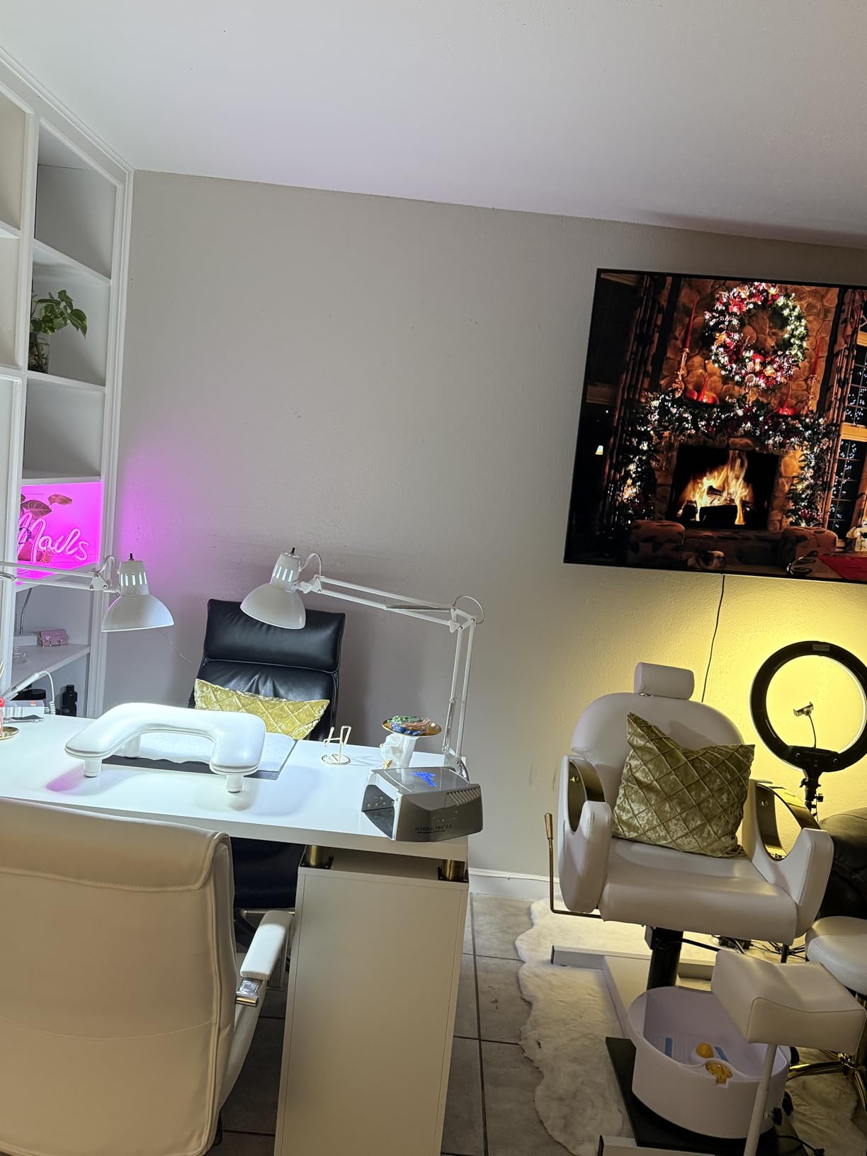 Pedicure Chair with 360 Degree Swivel Stool, Hydraulic Lift Reclining Pedicure Station, Pedicure Chair No Plumbing with Adjustable Footrest for Pedicure Shop,Spa(Pink-Gold) customer photo 2