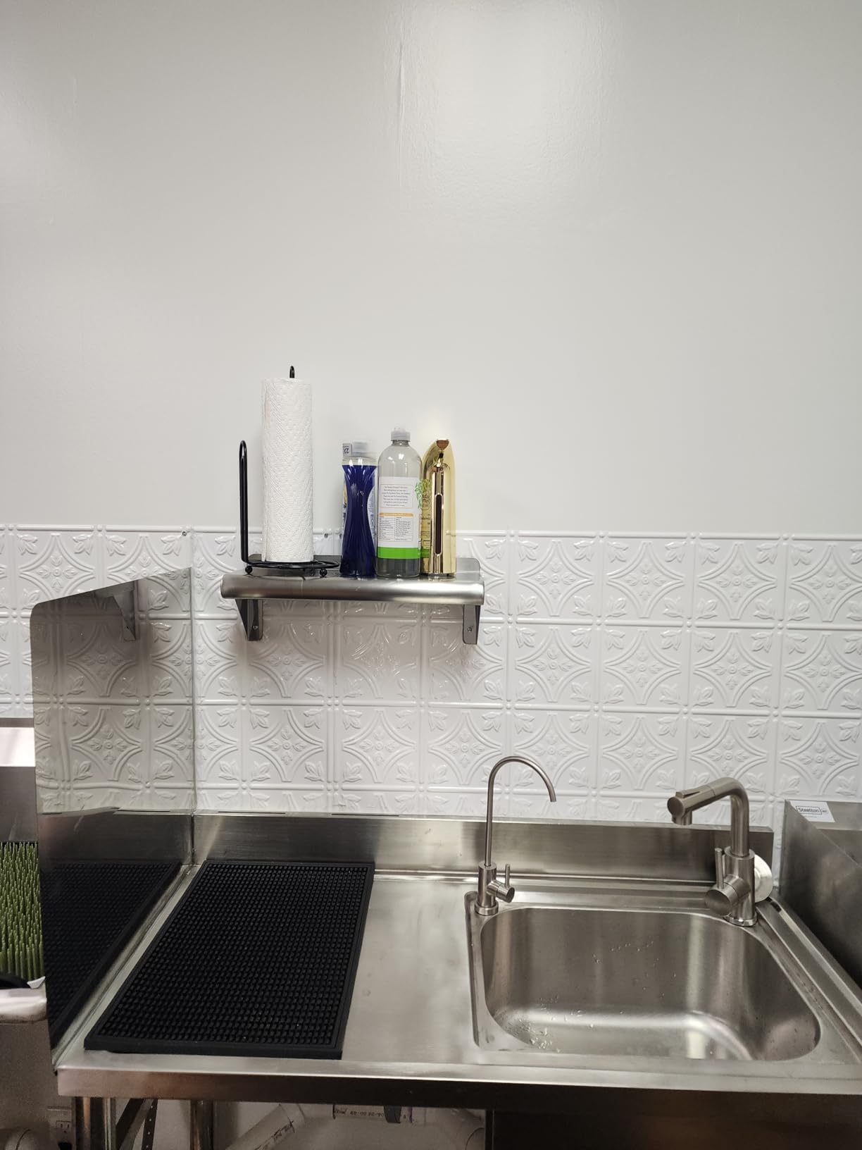 AmGood 12 in. Deep x 12 in. Wide Stainless Steel Wall Mount Shelf with Backsplash - Small Appliance & Tool Storage | NSF 18-Gauge 430, Holds 185 lbs | Bullnose Edge, Brackets Included customer photo 2