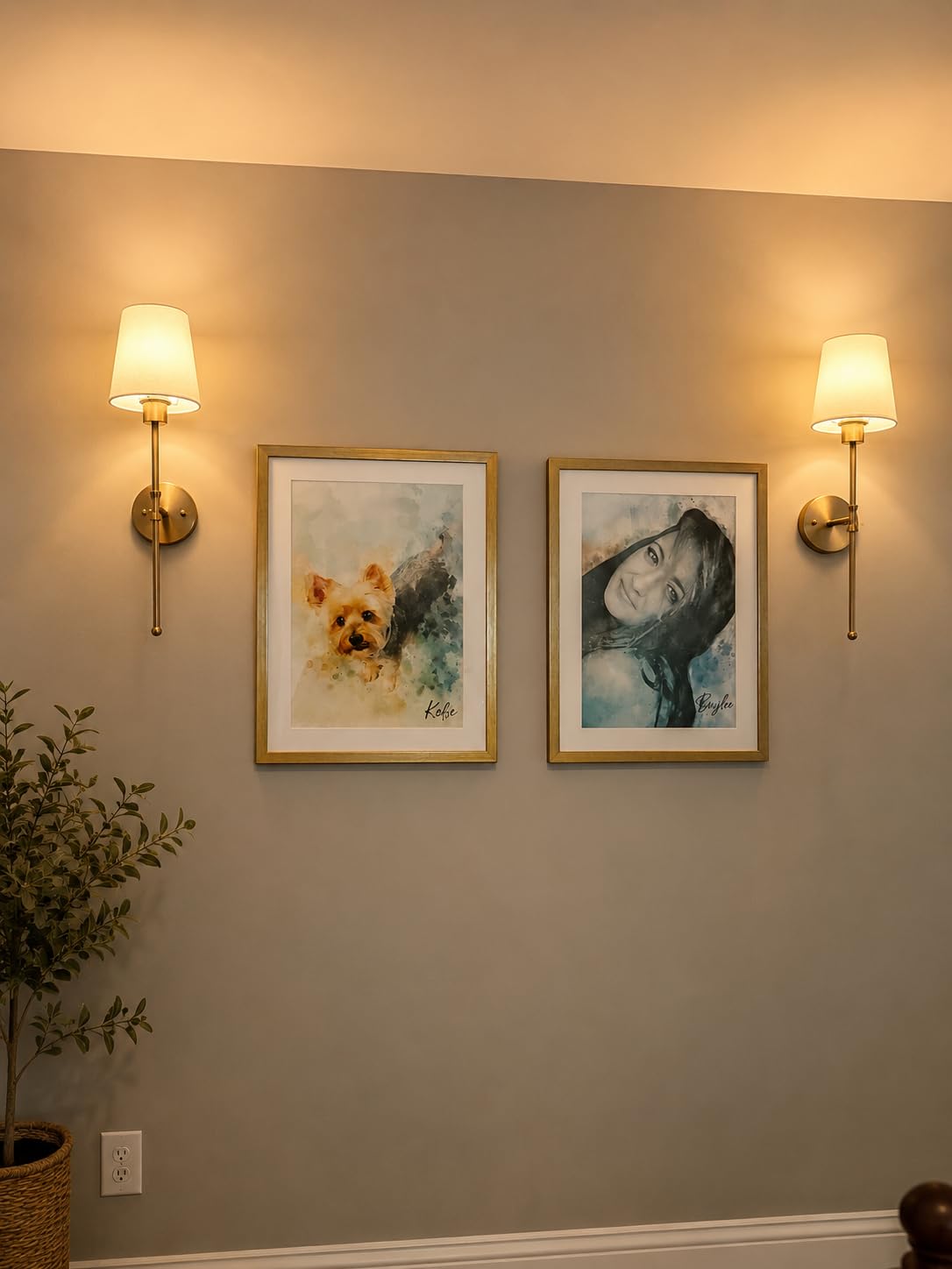 Depuley Battery Operated Wall Sconce: Set of 2 Wireless Wall Lights with 10000mAh Dimmable Bulbs and Remote for Bedroom - Rechargeable 15 Colors Gold Wall Lamp for Living Room Hallway customer photo 1
