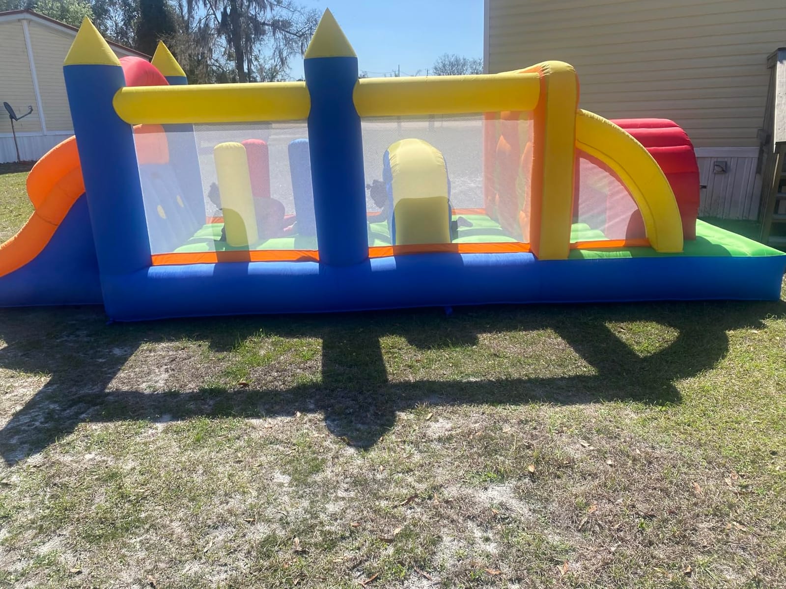 HuaKastro 20.5FT(L) Extended Inflatable Obstacle Course Bounce House for Kids Party Easter Event, with Various Obstacles: Tunnel, Crossing Wall, Jungle, Jumping Area, Climbing Wall and Slide customer photo 2