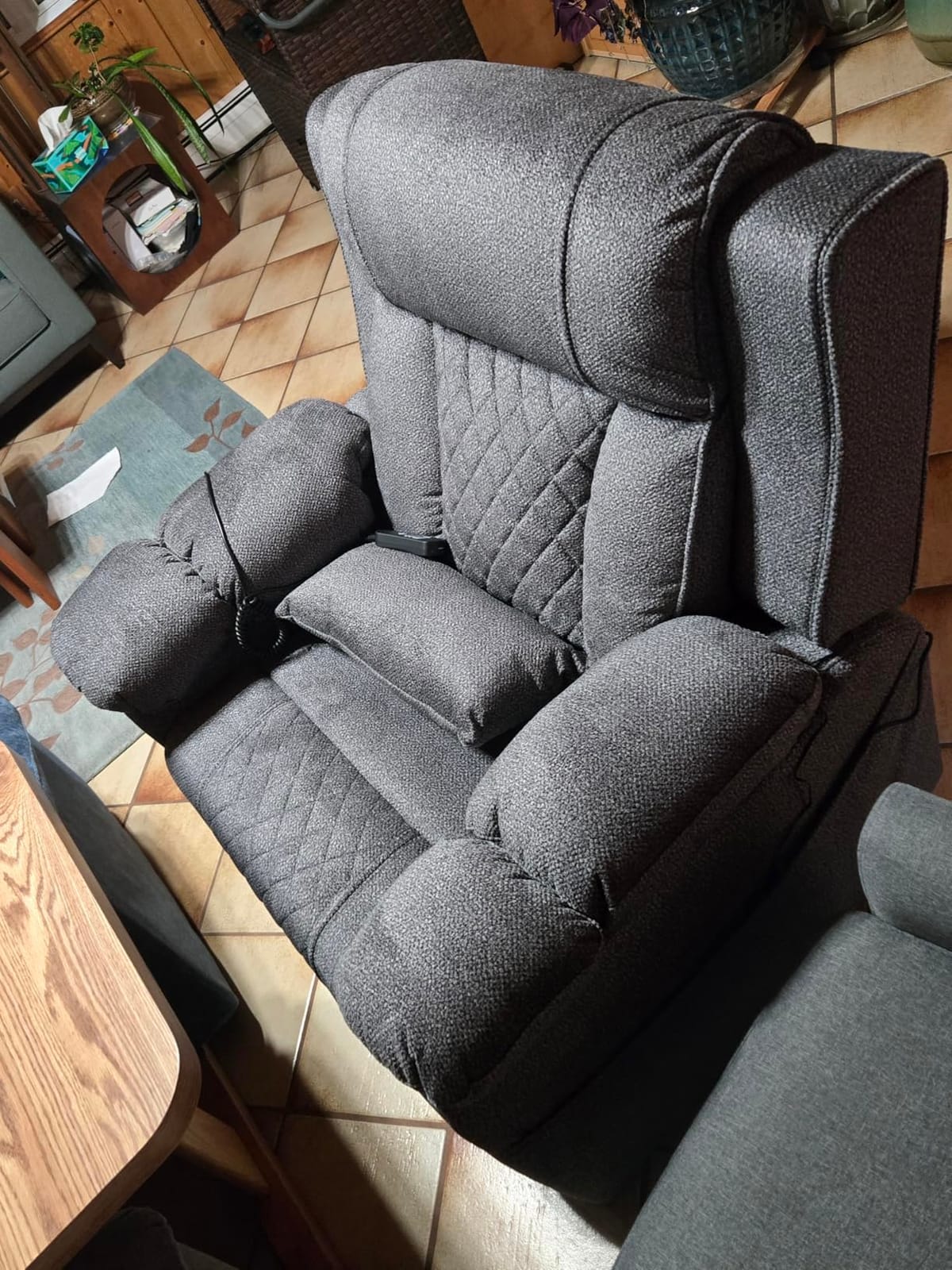 FUNECORP Big Man Power Lay Flat Lift Recliner Chair,Grey customer photo 1