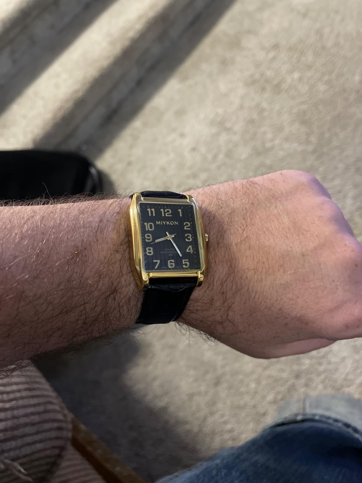 Miykon Men Vintage Tank Dress Watch, Genuine Leather Strap, Water Resistant customer photo 2