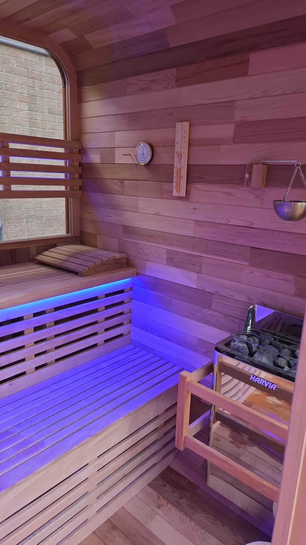 Customize Outdoor Steam Sauna 4-10 Person, Canadian Hemlock, Red Cedar Sauna, Porch Option, Glass Window Option, Wood Burning Stove or Harvia Heater, ETL Certificate(0-195 °F) customer photo 1