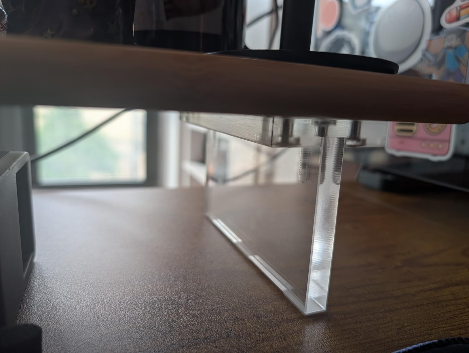 Bamboo Monitor Stand Riser, Natural Desk Shelf with Acrylic Legs customer photo 1
