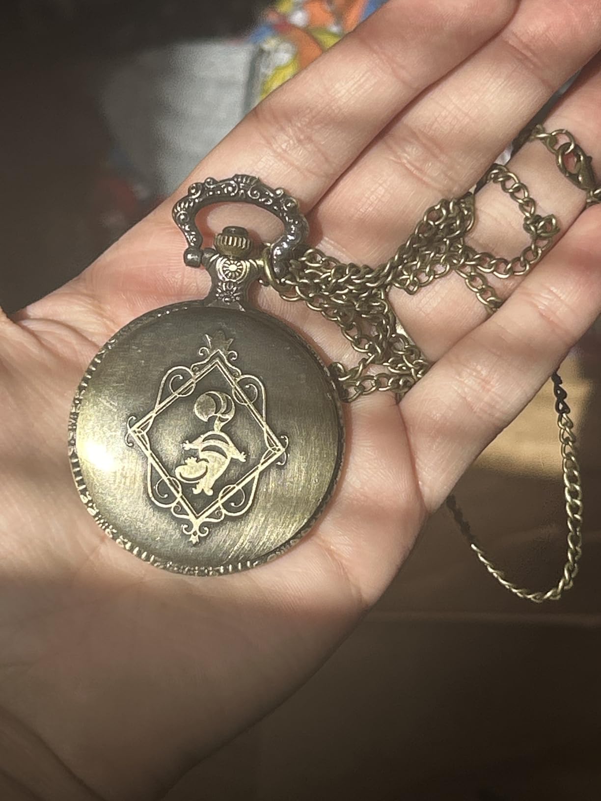 Tiong Nostalgia Movie Theme Design Alloy Quartz Pocket Watch with Necklace Chain customer photo 2