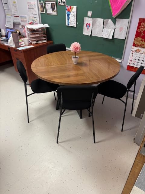 Tribesigns 47-Inch Round Conference Table for 4-6 People, Wooden Meeting Room Table with Thicken Tabletop and Wood Base (Black) customer photo 2