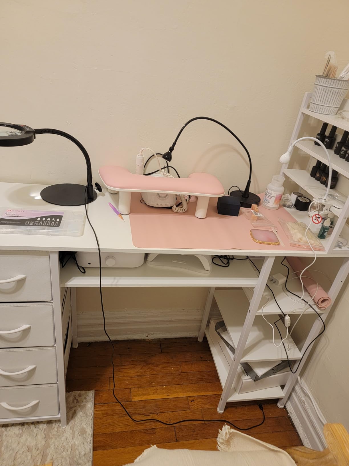 Manicure Table Nail Desk for Nail tech with Drawers & Power Outlet customer photo 1