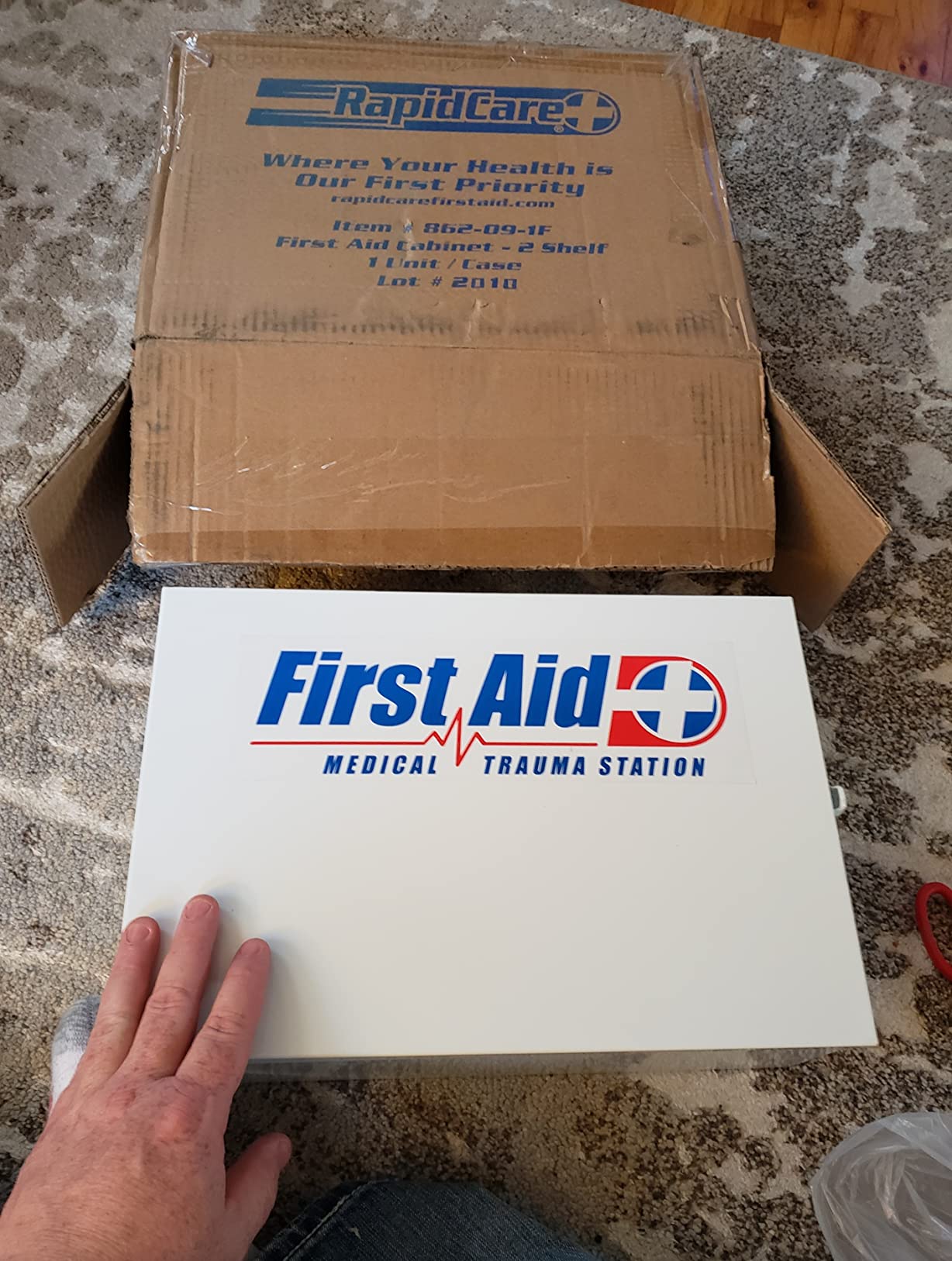 Rapid Care 3-Shelf First Aid Kit Cabinet, Class A+ ANSI/OSHA Compliant – 700+ Pieces – Wall Mountable Steel Cabinet – Serves up to 150 People customer photo 1
