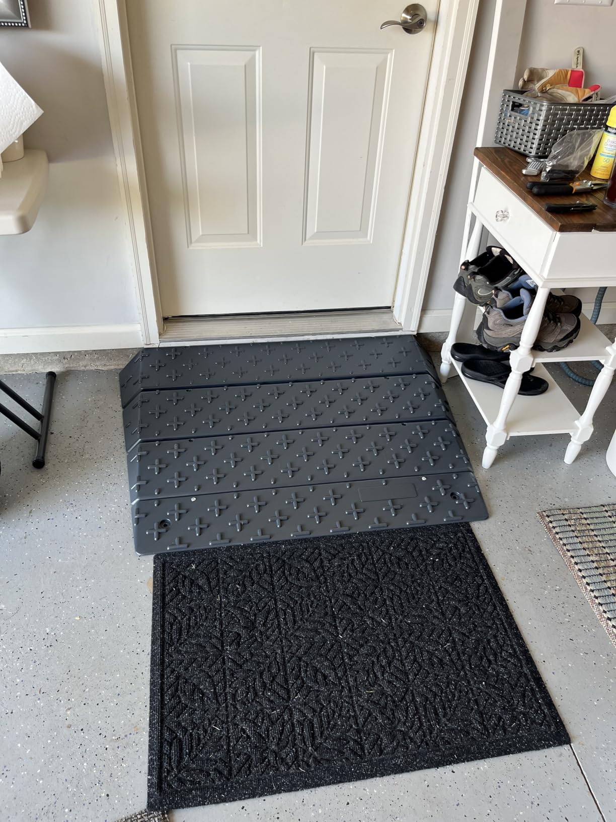 Plastic Slip-Resistant Modular Threshold Ramp - Universal Access Ramp for Wheelchairs, Scooters, Walkers & Safe Pedestrian Passage (4 inch) customer photo 1