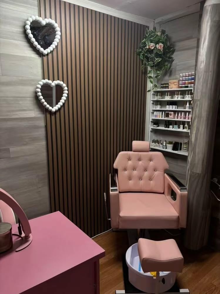 FHFO Pedicure Chair No Plumbing with Rolling Salon Spa Stool, Pink customer photo 2
