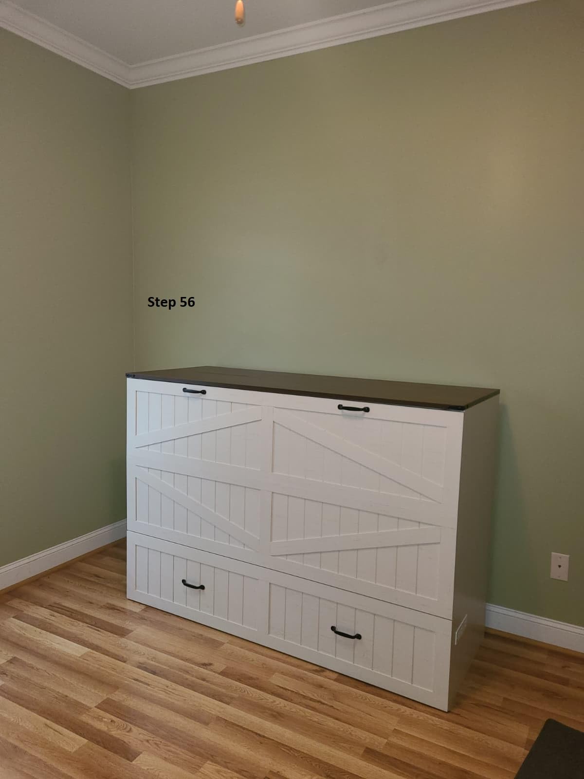 Full Murphy Bed with Storage & Charging Station, Farmhouse Murphy Cabinet Bed with Large Drawer, Hideaway Foldable Platform Bed for for Guest Room, Bedroom, Home Office, Mattress Not Included, White customer photo 2