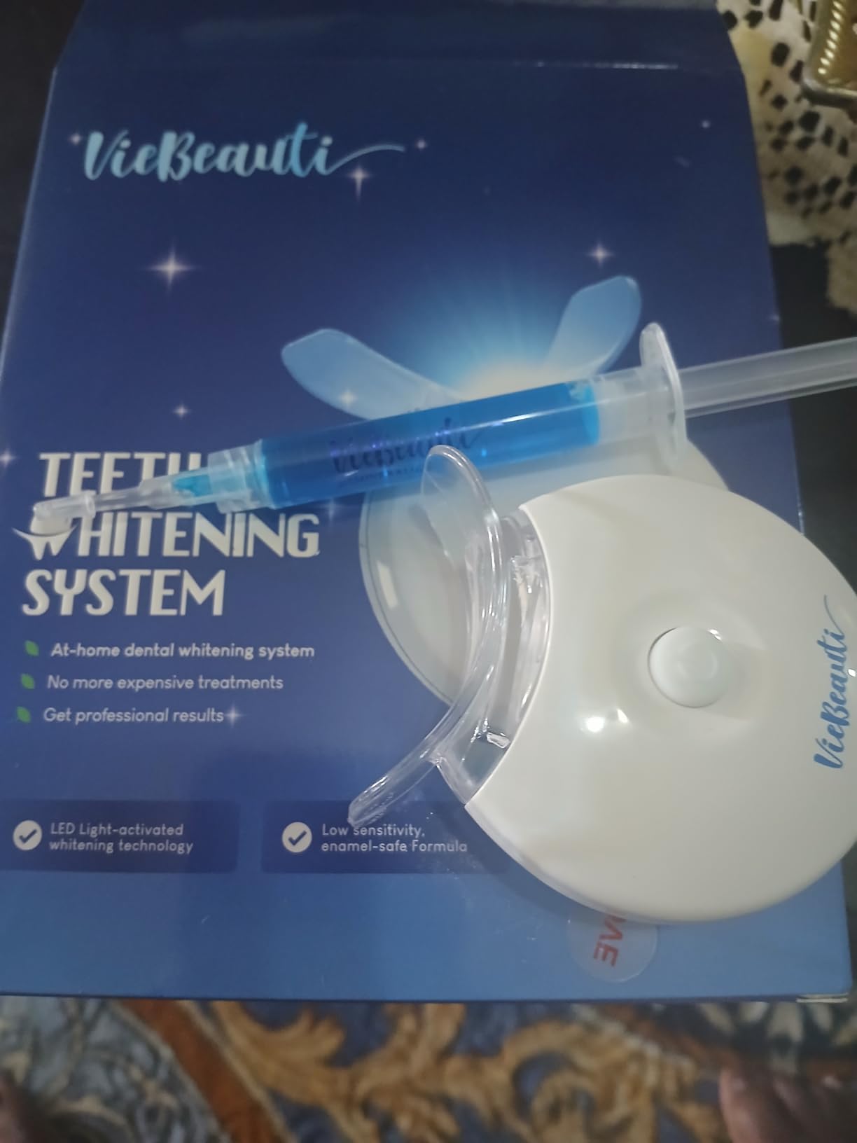 VieBeauti Teeth Whitening Kit with LED Light for Sensitive Teeth, 35% Carbamide Peroxide, Remineralizing Gel for Fast Results Cool Mint customer photo 2