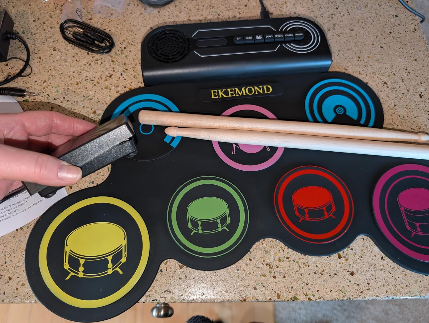 7-Pads Electronic Drum Set Drum Pad with Headphone and Speaker, Drumsticks & Pedals, Holiday Gifts for Kids customer photo 2