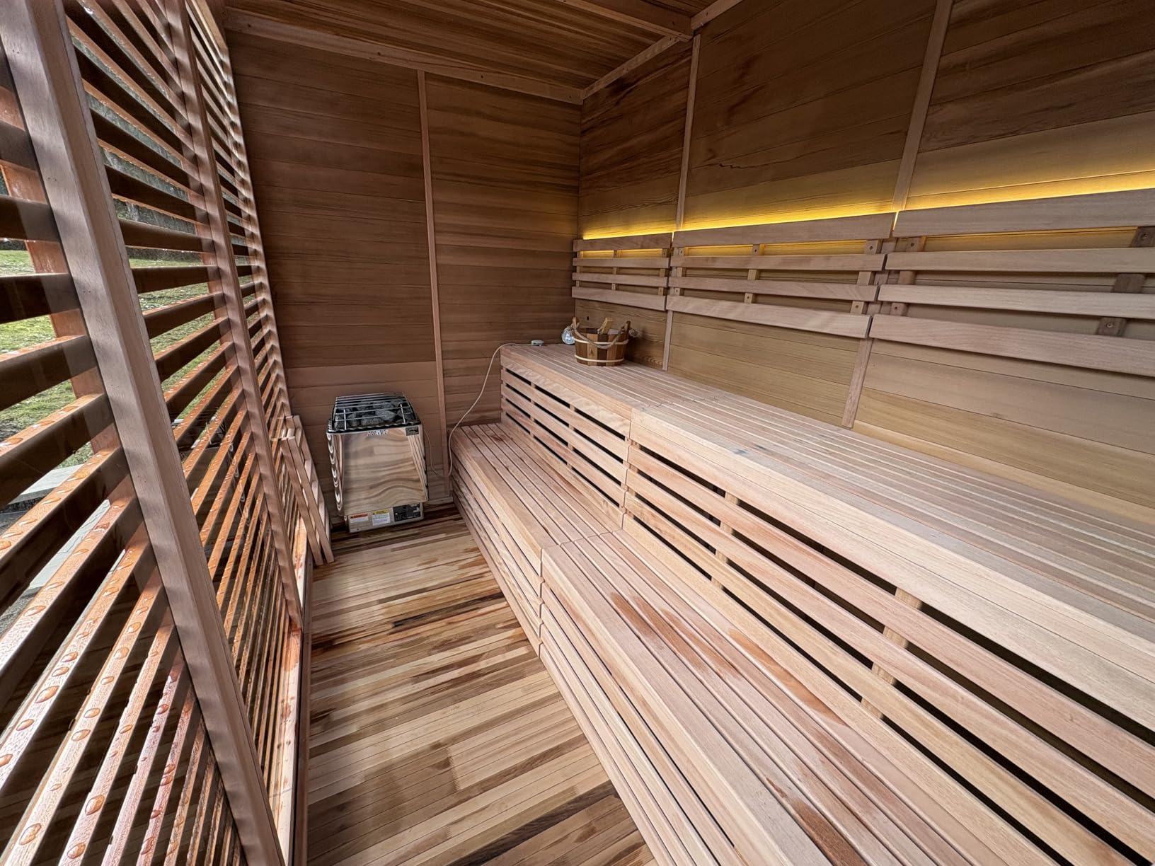 ZONEMEL Customize Outdoor Steam Sauna, Red Cedar,Hemlock, Multiple Sizes & Panel Options, Harvia Electric,Wood Stove, Single Double Bench, WiFi Option, Triple Waterproof System, (0-195℉) customer photo 1