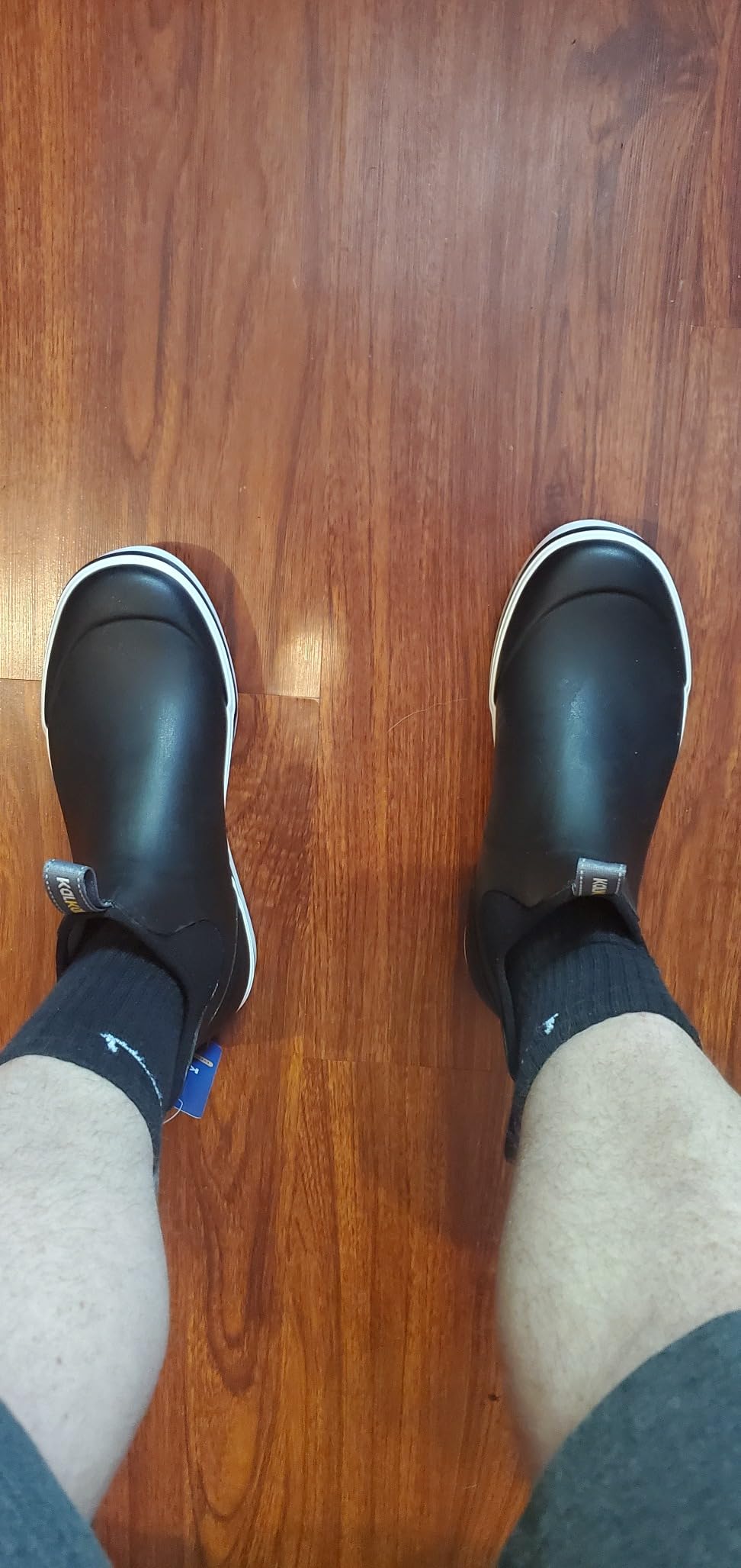 Kalkal Men's Deck Boots Anti-Slip Saltwater Fishing Rain Boots with Memory Foam, Waterproof Rubber Ankle Work Boots for Sailing (Size 7-14) customer photo 2