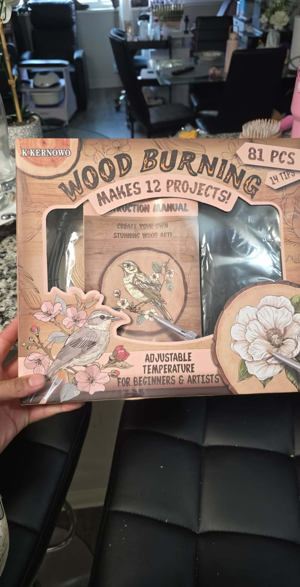 K KERNOWO Wood Burning Kit - 81Pcs All-in-One Wood Burning Tool Pen Adjustable Temperature Wood Burner Kit Crafts Gifts for Adults & Teens, Woodburning Kits for Beginner Pyrography customer photo 2