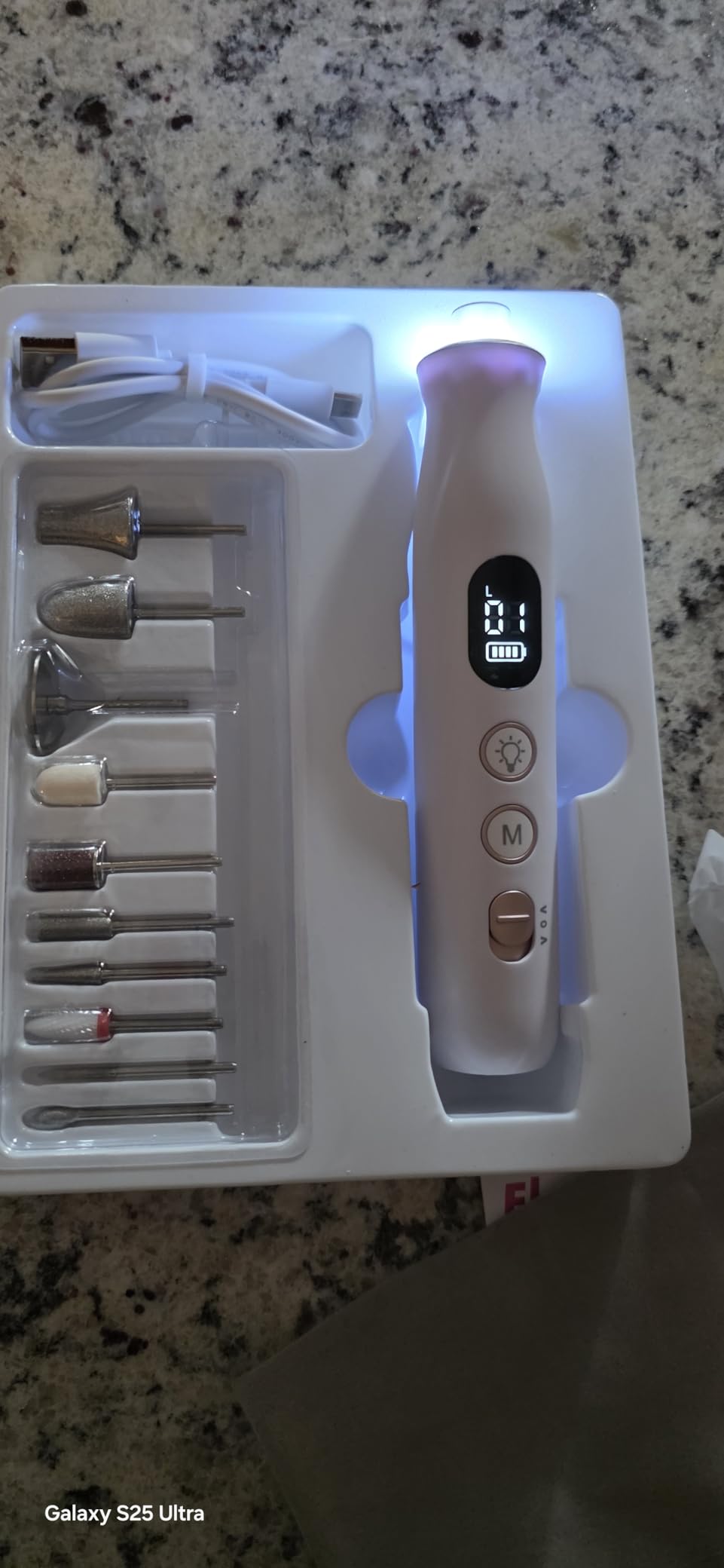 Electric Nail File Drill, Cordless Toe Nail Grinder for Thick Toenails & Callus, 10-Speed 2000mAh Rechargeable Nail Filer, Manicure Pedicure Kit with LED Lamp, Gifts for Men Women customer photo 2