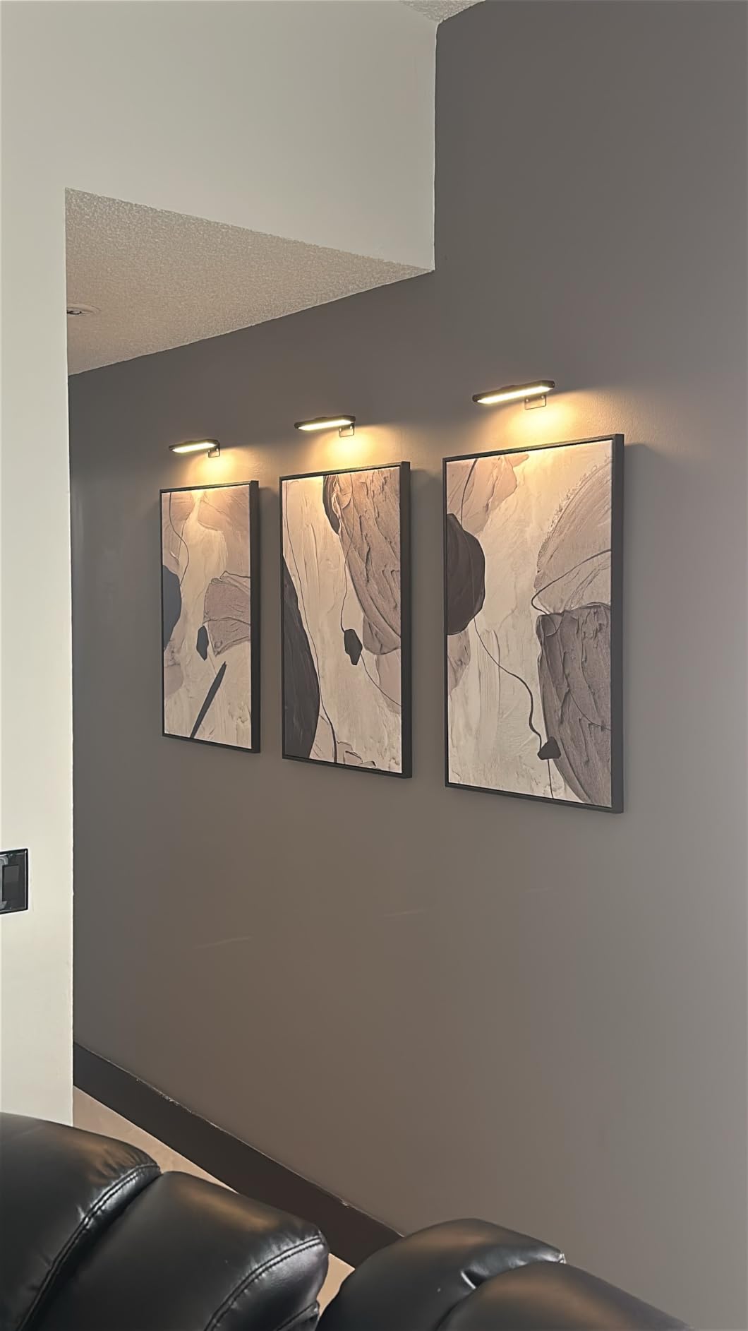 EZVALO Picture Light for Wall, Rechargeable 2400mAh Lights Wireless with IR Remote, 3 Color & Dimmable Magnetic 7.8'' LED Lights Display for Painting, Living Room, Gallery, Bedroom(Black-3P) customer photo 2