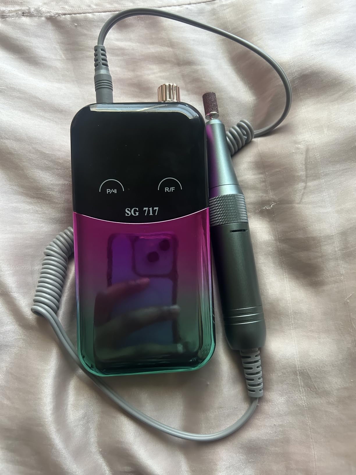 JEWHITENY Portable Nail Drill SG717 Electric Nail File,45000RPM Professional Rechargeable Nail E-File Machine for Acrylic Gel Nails,Remove Nail Gel Polish(Purple) customer photo 1