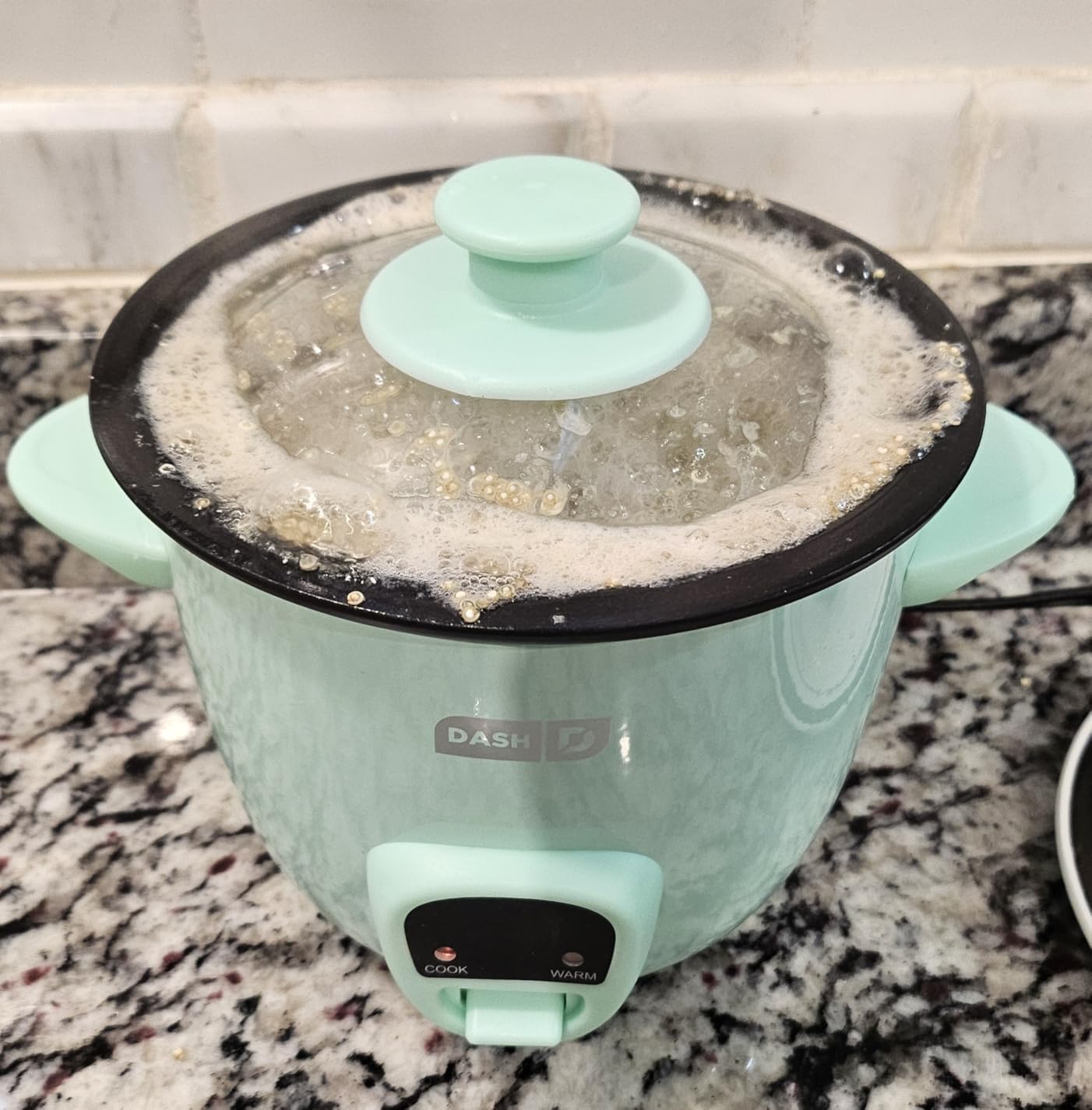 Dash Mini Rice Cooker, 2-Cup Removable Ceramic Nonstick Pot, Black customer photo 2