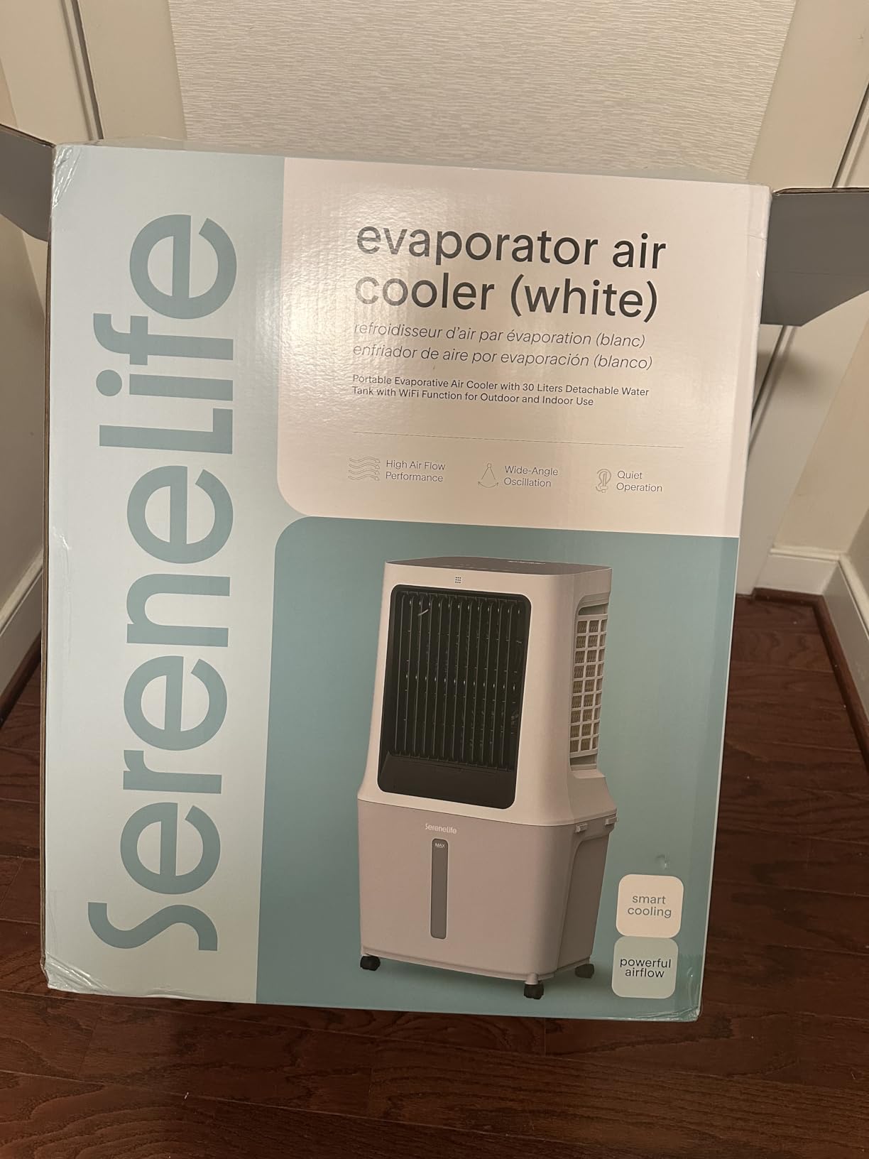 SereneLife Portable Swamp Cooler Air Conditioner - 2500 CFM Airflow, 8 Gallon Water Tank Portable Evaporative Air Cooler for Room & Outdoors, WiFi, Humidifier & Fan Modes, Ice Packs & Remote Included customer photo 2