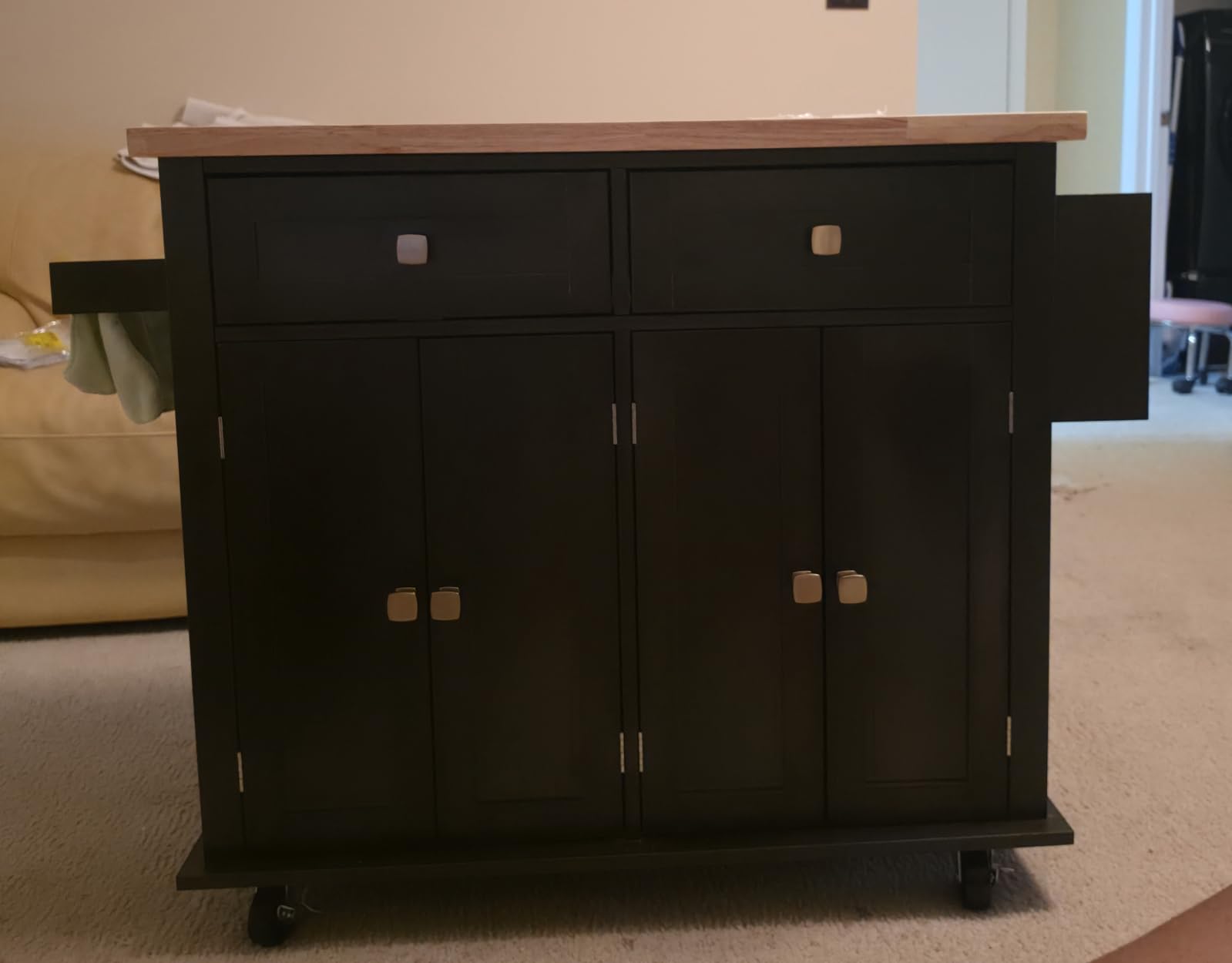 HOMCOM Kitchen Island Cart with Solid Wood Top 44