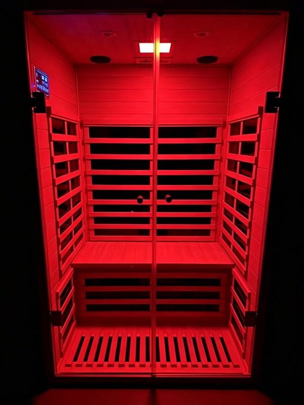 2-3 Person Corner Far Infrared Sauna for Home, 1760W Ultra-Low EMF（0-1mG） Indoor Red Cedar Wood Sauna Room with 8 Heating Panels, Dual Control Panel, Bluetooth Speaker & Chromotherapy Lights customer photo 1
