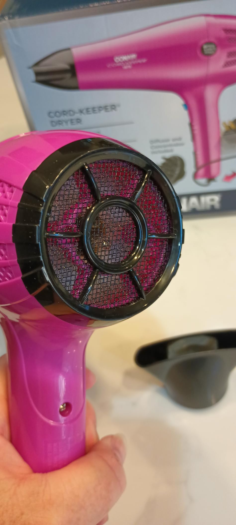 Conair Hair Dryer with Diffuser & Concentrator, 1875W, Matte Light Pink customer photo 1