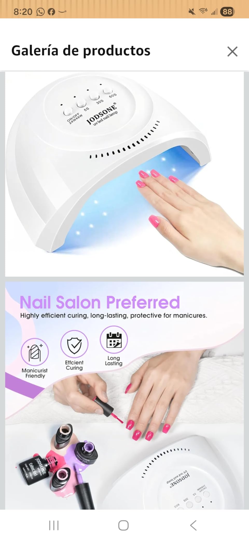 JODSONE Cordless LED Nail Lamp Rechargeable Portable with 4 Timers LCD Display Screen Nail Dryer Cure Light Suitable for Home and Salon customer photo 2