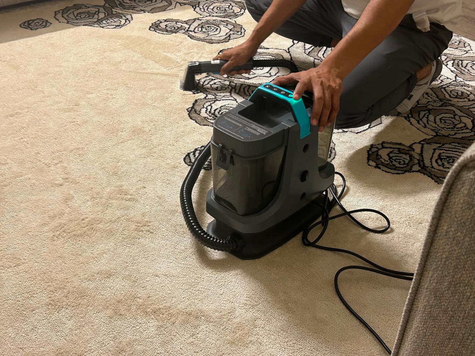 Starrybot Portable Carpet Cleaner with Steam, 18Kpa Spot Cleaner(Gray) customer photo 1