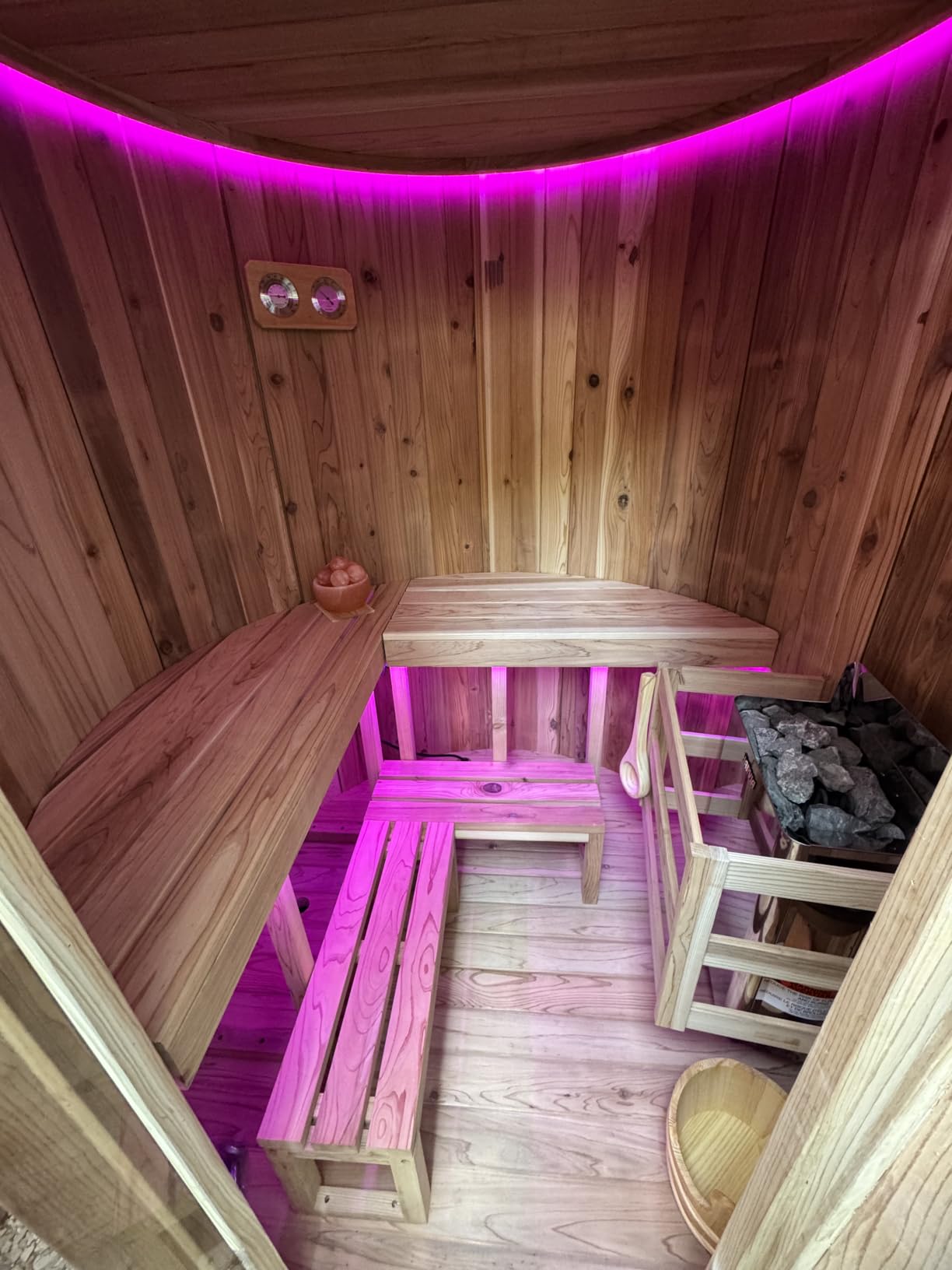 4 Person Outdoor Vertical Barrel Sauna, Cedar Wood Traditional Sauna customer photo 1