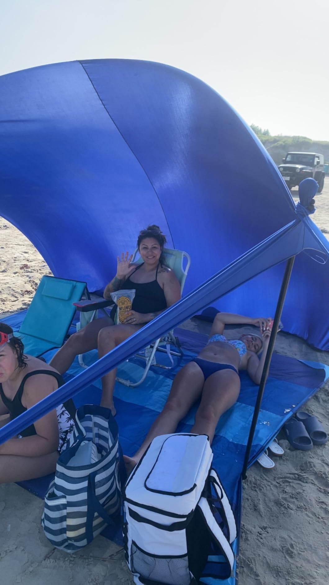 besuhot Beach Tent Sun Shelter 10x10FT Beach Shade Canopy with 8 Sandbags customer photo 1