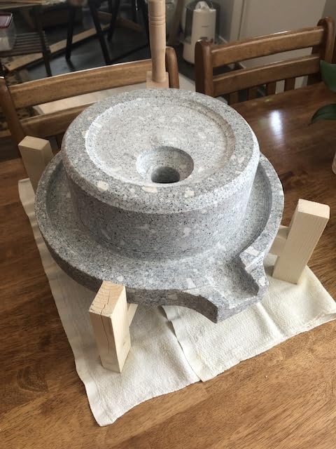 Artisanal Natural Stone Grain Mill (Solid Wood Base) - Household Grinder for Wheat/Spices & Coffee Beans, Traditional Manual Grinding Tool for Breads & Tortillas (9.84x13.8In) customer photo 1