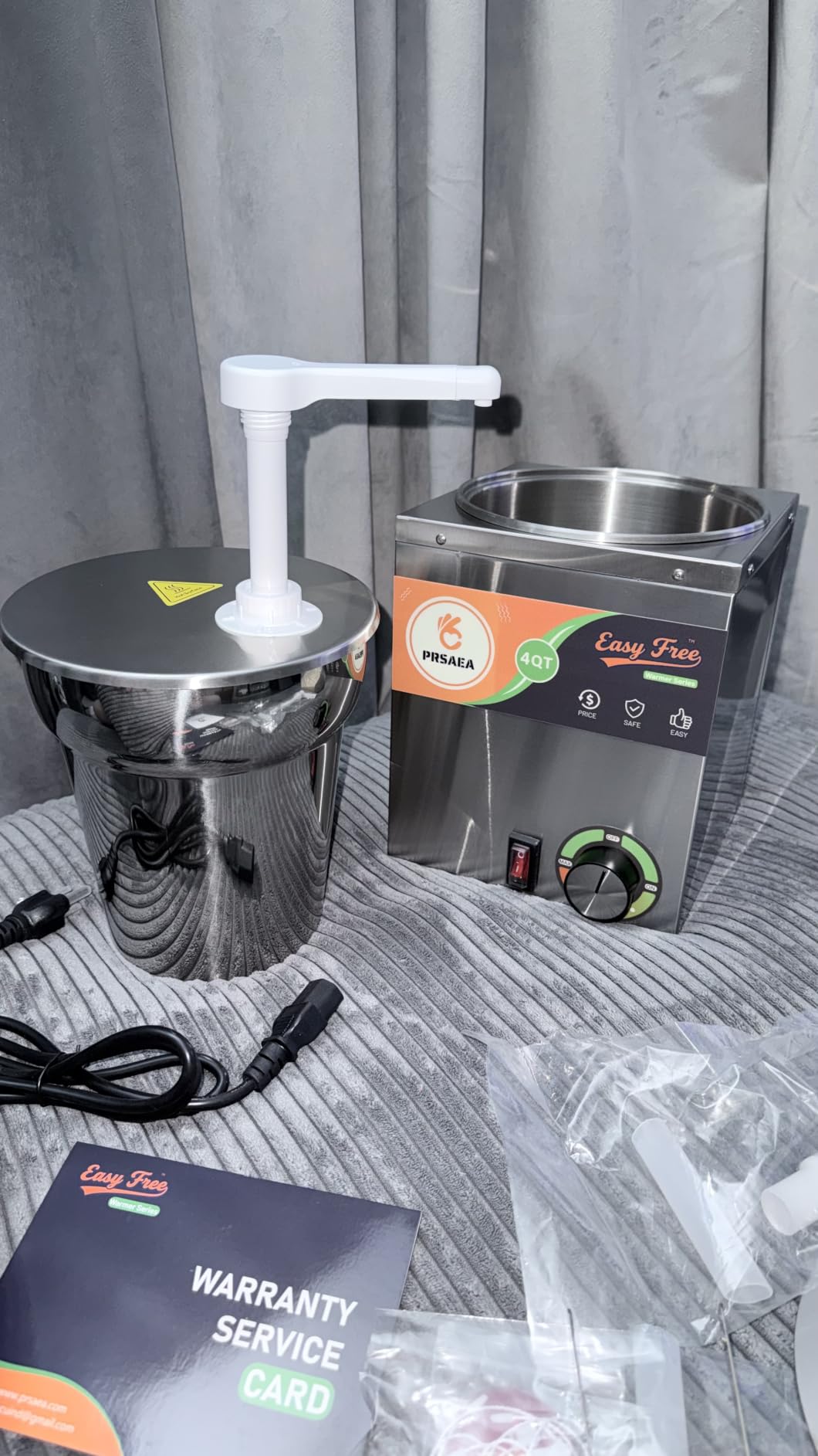 Original 4QT Nacho Cheese Dispenser Warmer, Food-Grade Stainless Steel Cheese Warmer with 2 Pump, Commercial Smart Nacho Cheese Machine for Parties, Catering and Events (Includes Tags & Trays) customer photo 2