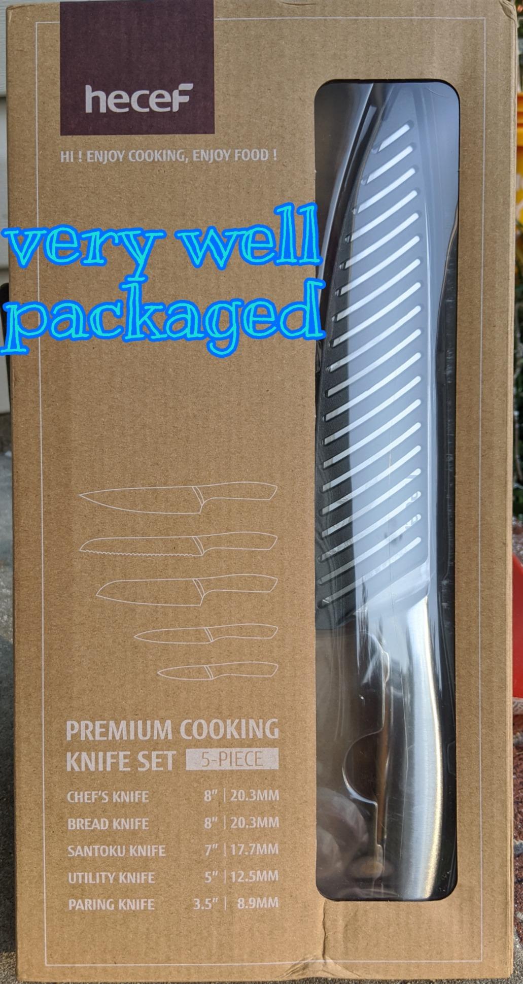 hecef 8-Piece Stainless Steel Steak Knife Set, Ultra Sharp Serrated Steak Knives with Hollow Handles, Dishwasher Safe(8 PCS) customer photo 1