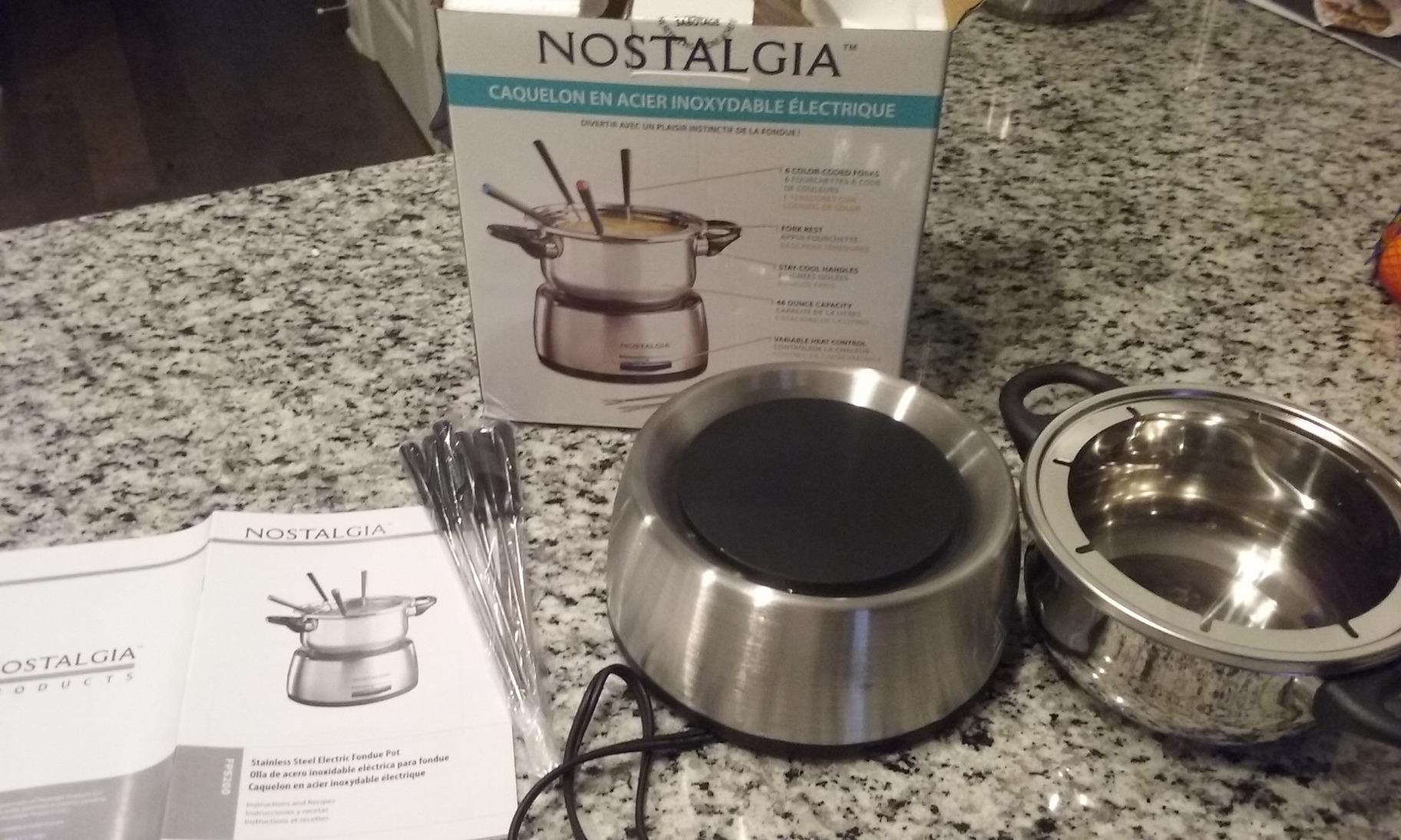 Nostalgia 8-Cup Electric Fondue Pot Set for Cheese & Chocolate - 8 Color-Coded Forks, Temperature Control - Kitchen Gadgets and Appliances for Hors d'Oeuvres and More - White customer photo 2