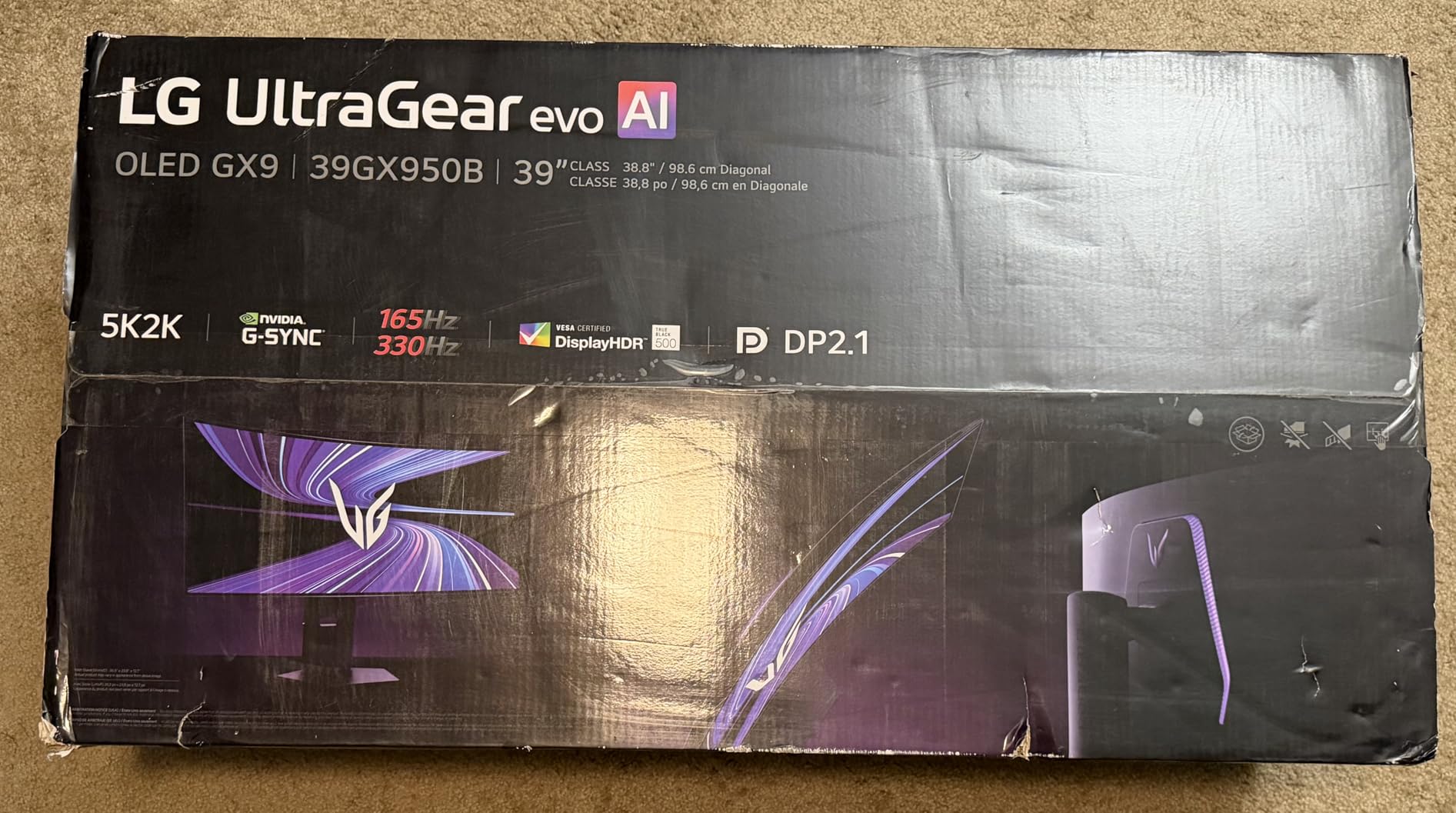 LG 39GX950B-B 39-inch Ultragear evo 5K2K WUHD (5120 x 2160) OLED Curved Gaming Monitor, Dual-Mode,165Hz, 0.03ms, NVIDIA G-Sync, FreeSync Premium Pro, DisplayHDR True Black 500, HDMI, DP, USB-C, Black customer photo 2