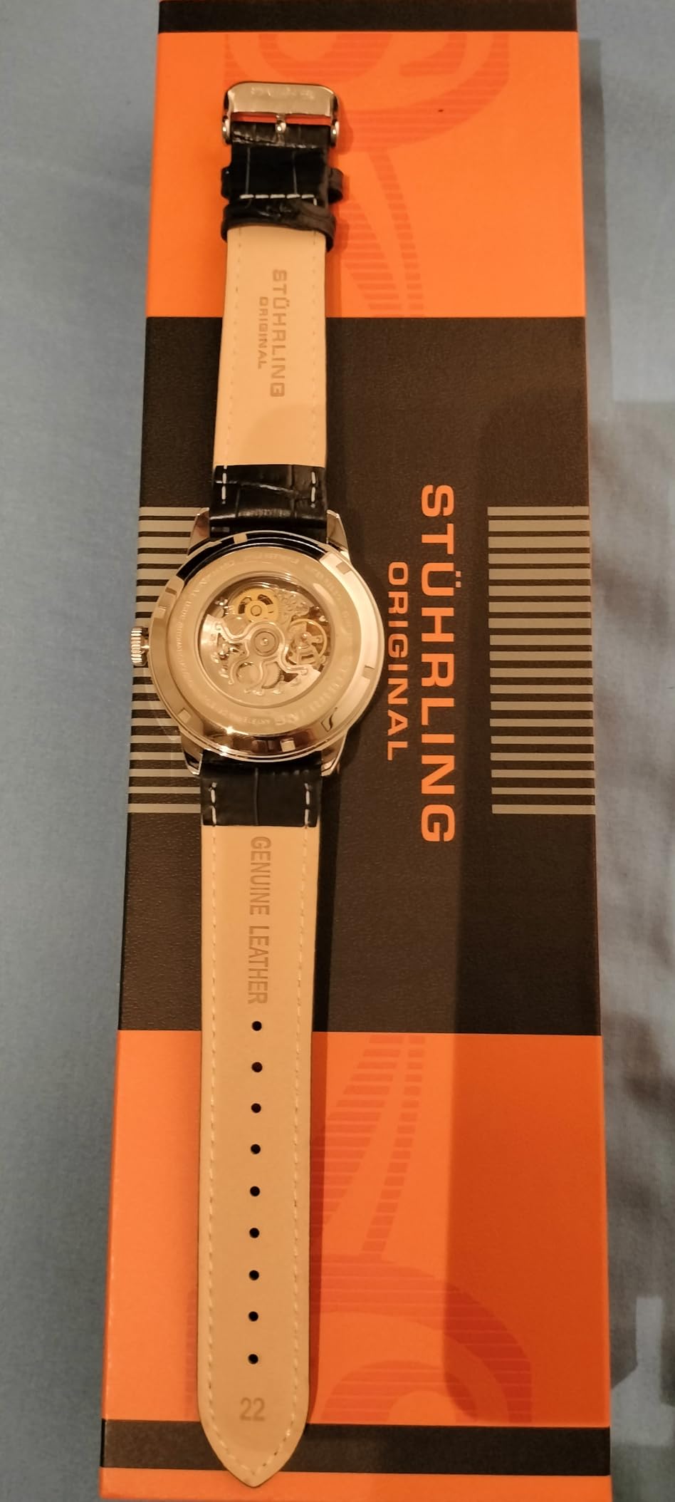 Stuhrling Original Mens Skeleton Automatic Dress Watch with Alligator Embossed Leather Strap Skeleton Dial customer photo 1